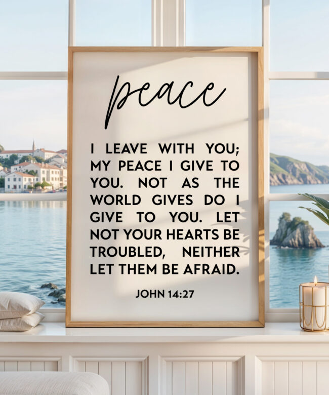 Christian Wall Art, Peace I Leave With You Print, John 14:27, Wall Decor