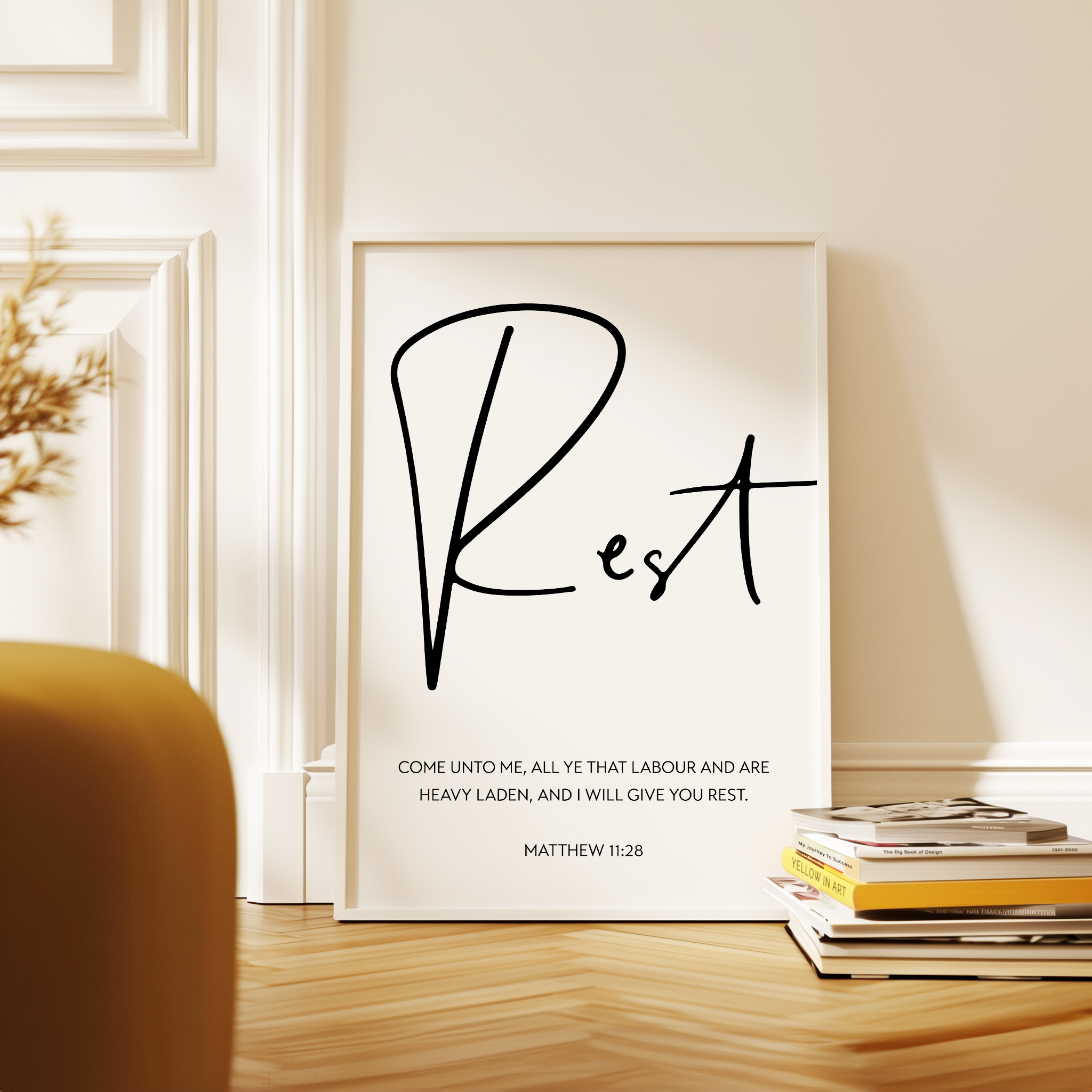 I Will Give You Rest Bible Verse Art, Matthew 11:28 Scripture Print, Christian - Image 12