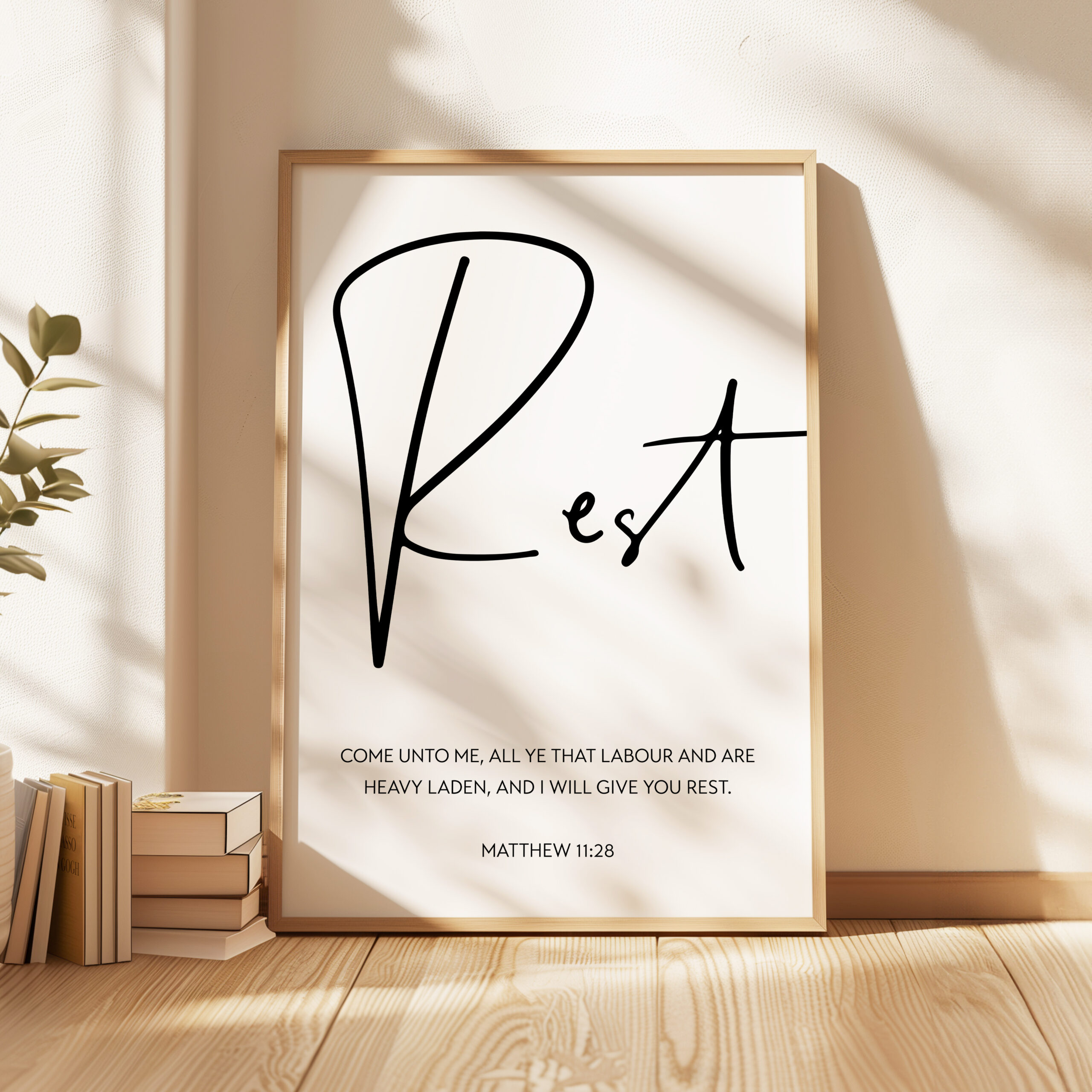 I Will Give You Rest Bible Verse Art, Matthew 11:28 Scripture Print, Christian - Image 9