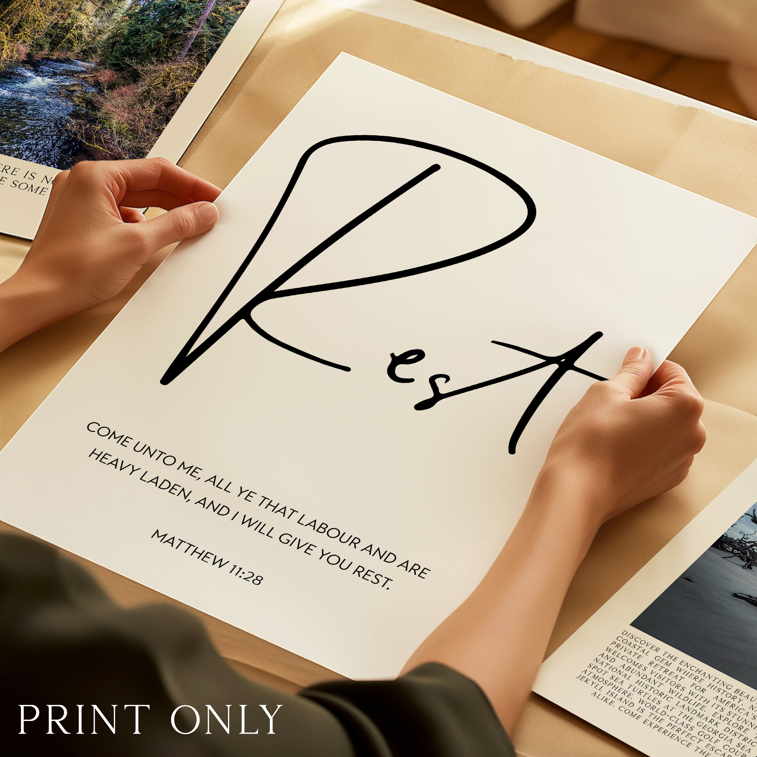 I Will Give You Rest Bible Verse Art, Matthew 11:28 Scripture Print, Christian - Image 4