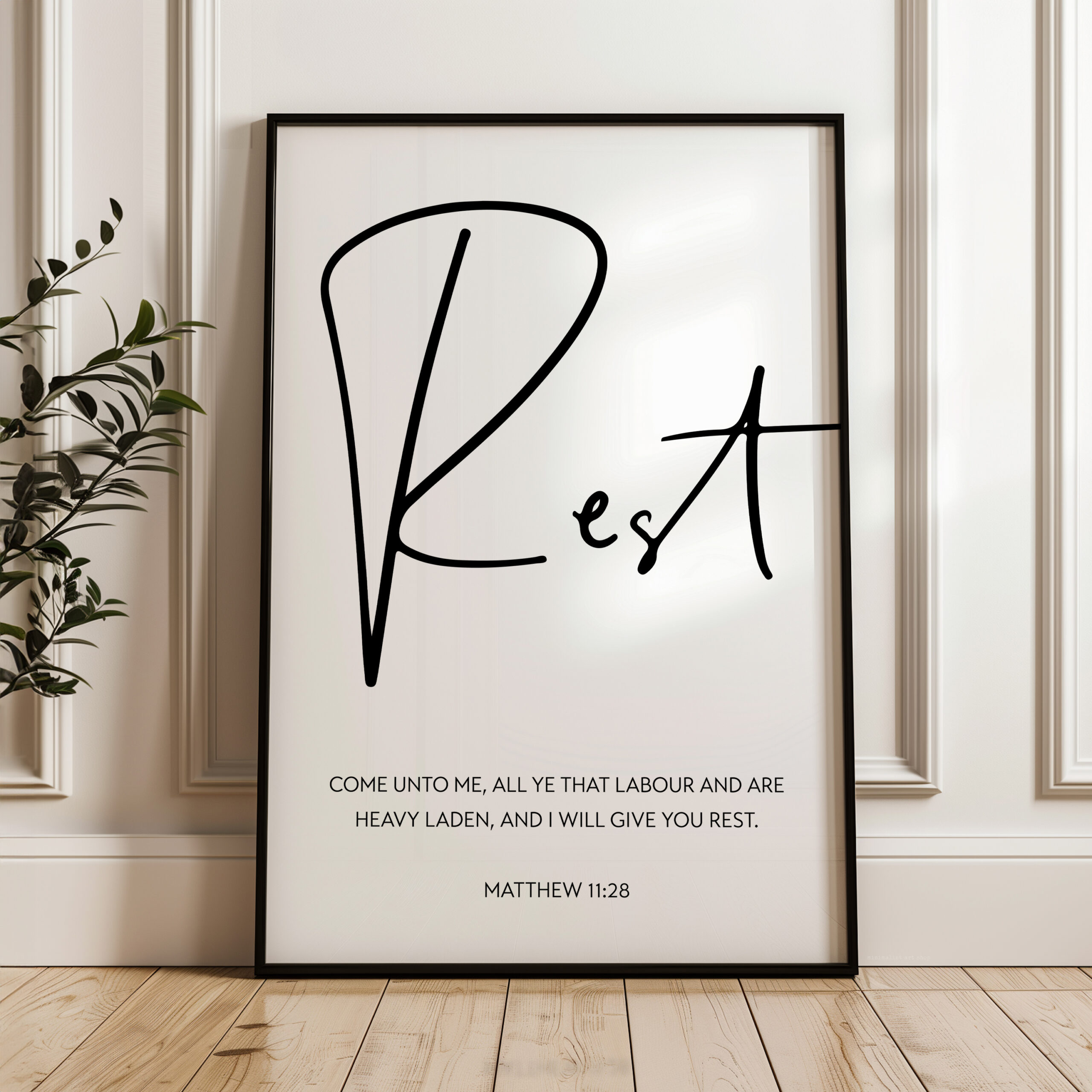 I Will Give You Rest Bible Verse Art, Matthew 11:28 Scripture Print, Christian - Image 7