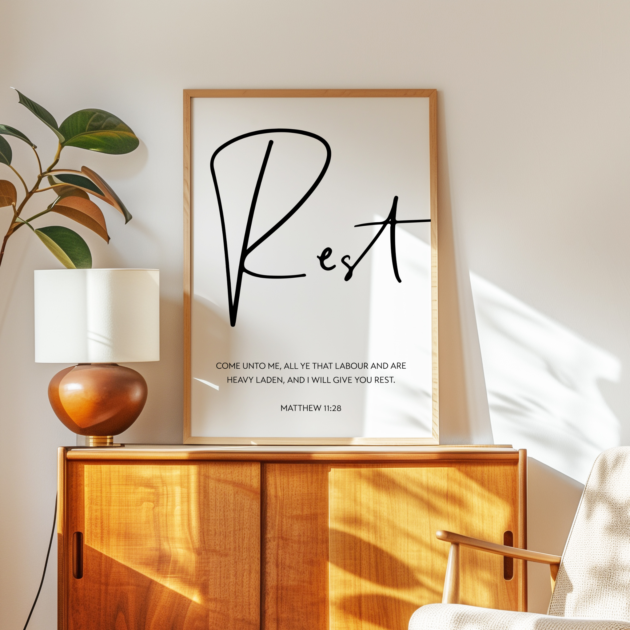 I Will Give You Rest Bible Verse Art, Matthew 11:28 Scripture Print, Christian - Image 8