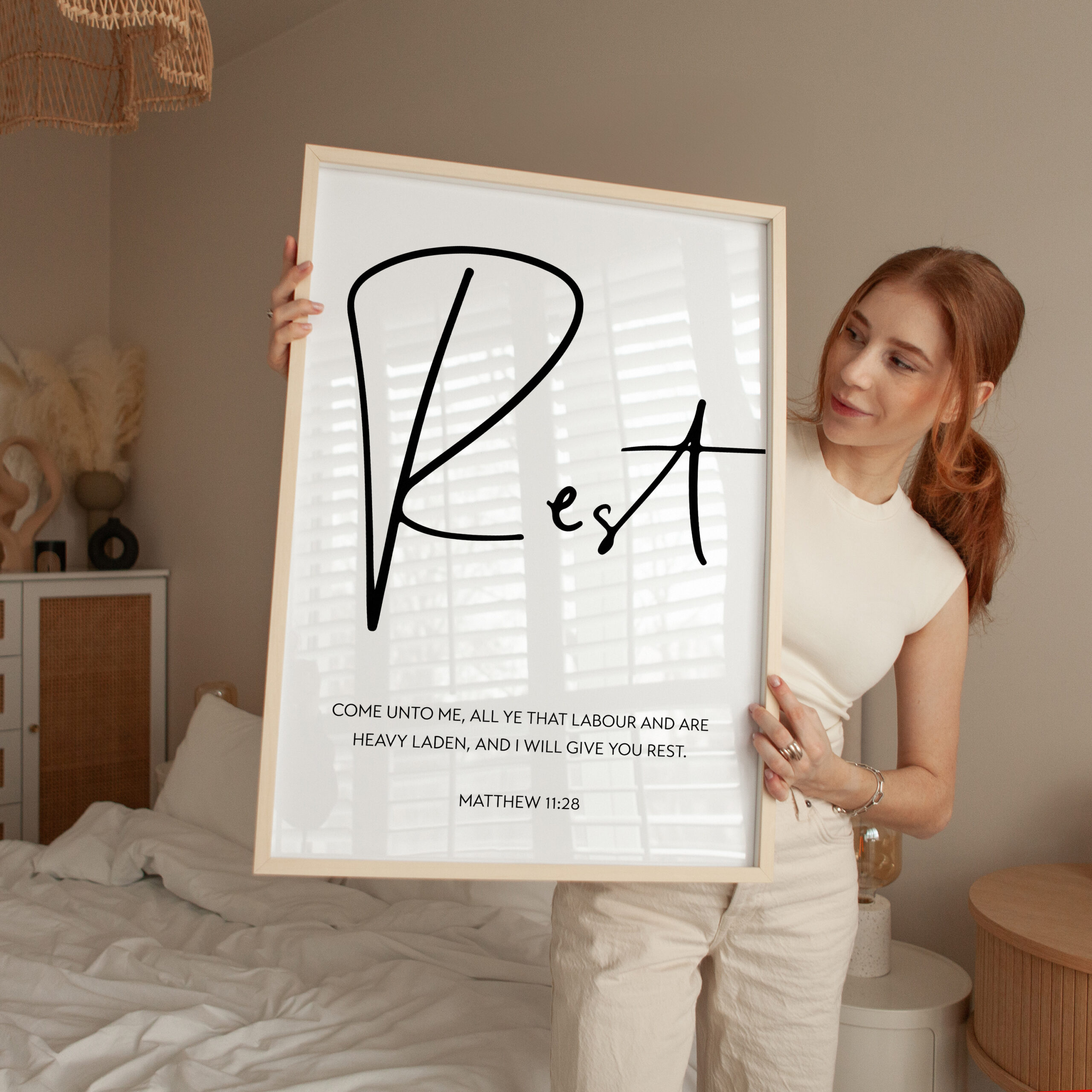 I Will Give You Rest Bible Verse Art, Matthew 11:28 Scripture Print, Christian - Image 5