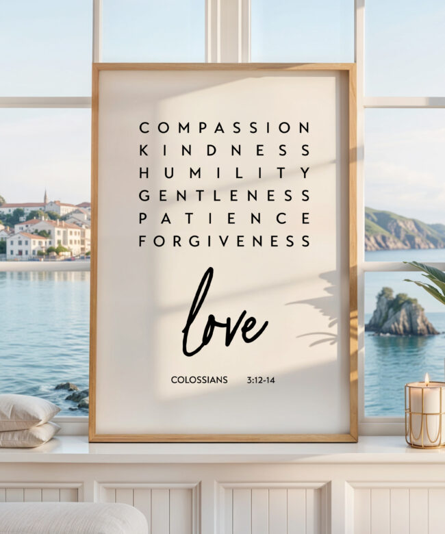 Christian Wall Art Colossians 3, Compassion Kindness Love Print, Scripture Art, Bible Verse Gift