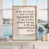 Jane Eyre Quote Print, Charlotte Brontë Art, I Am No Bird, Book Lover Gift Jane Eyre Quote Print, Charlotte Brontë Art, I Am No Bird, Book Lover Gift