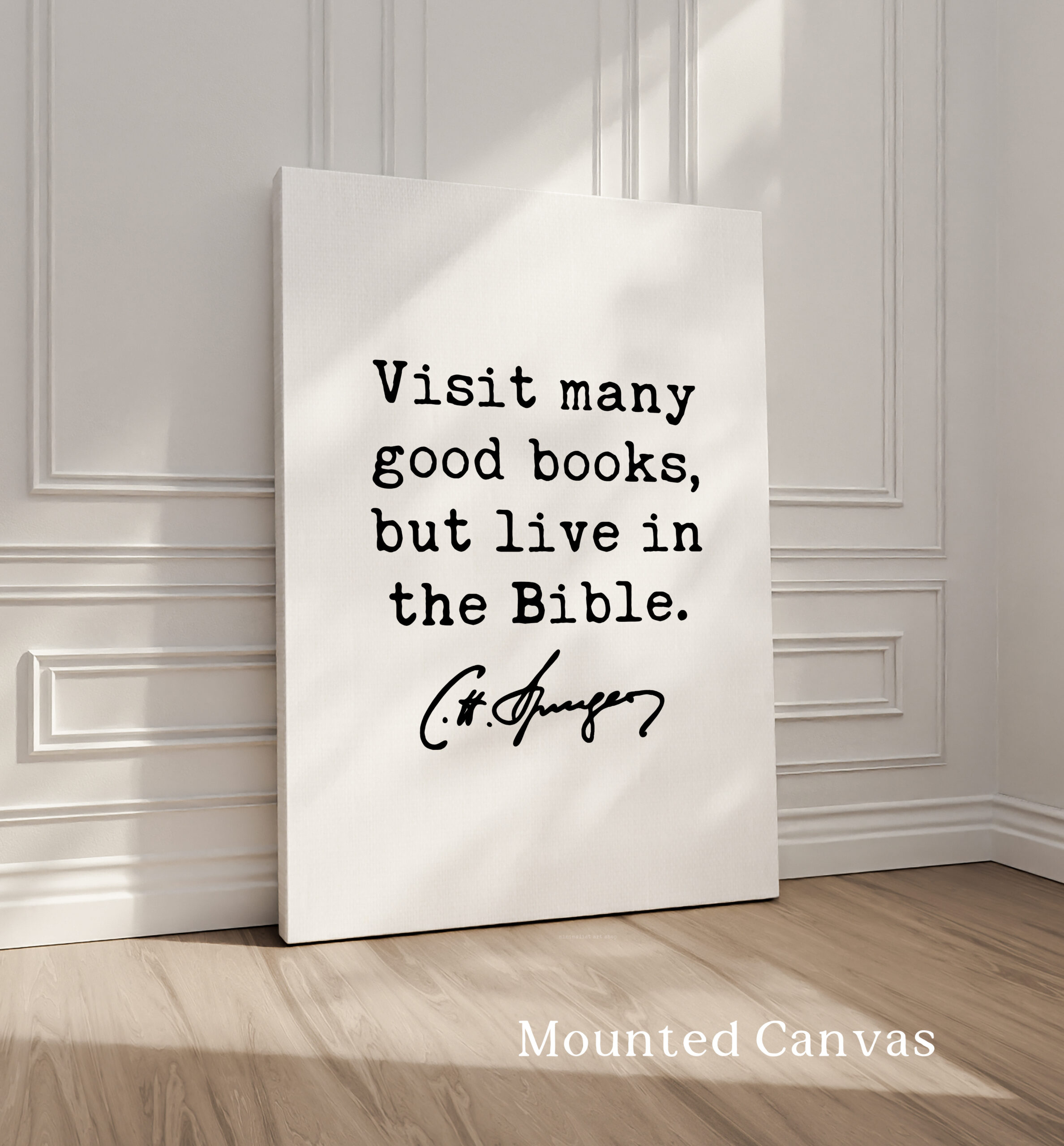 Charles Spurgeon Quote Print, Visit Many Good Books But Live in the Bible, Christian Art - Image 2