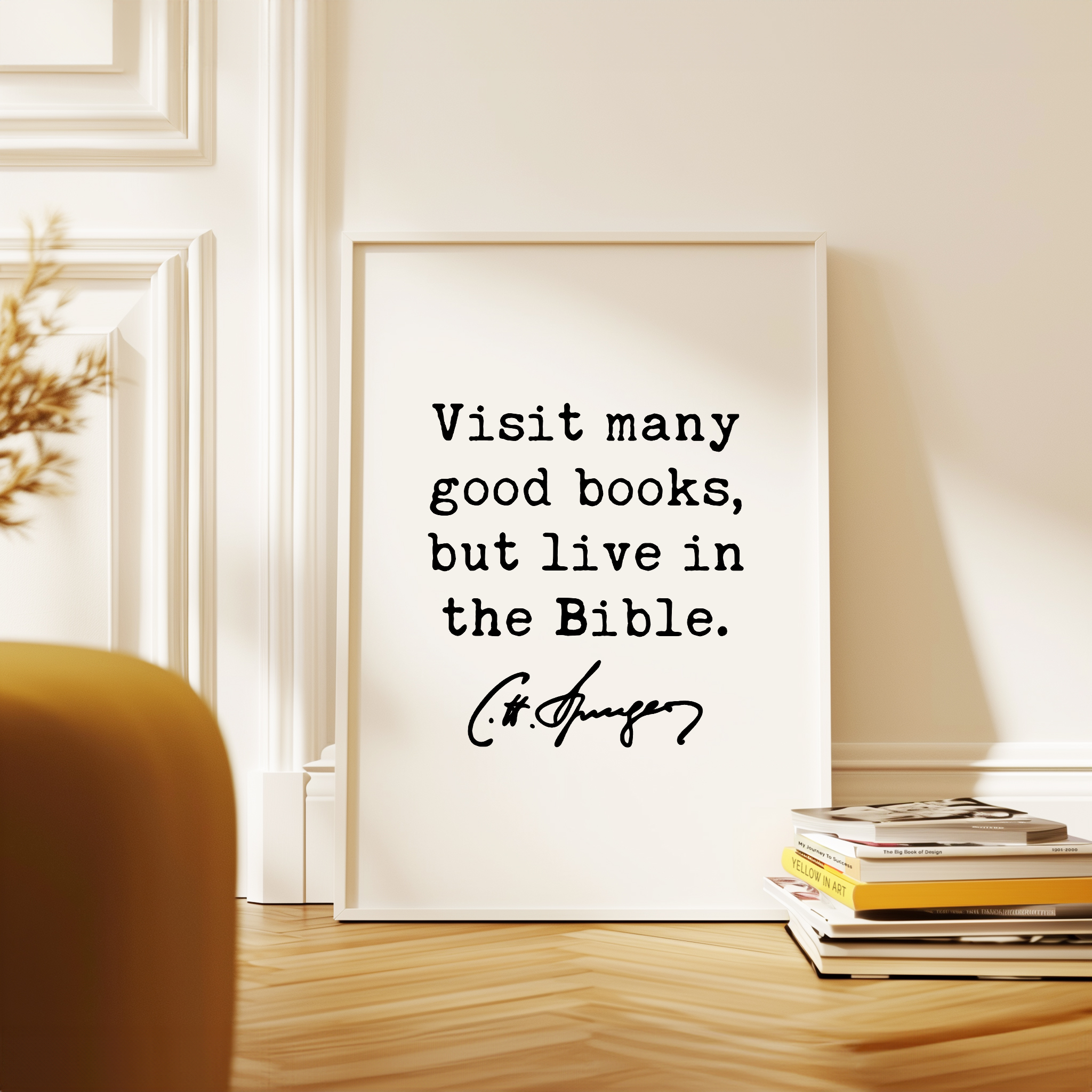Charles Spurgeon Quote Print, Visit Many Good Books But Live in the Bible, Christian Art - Image 12