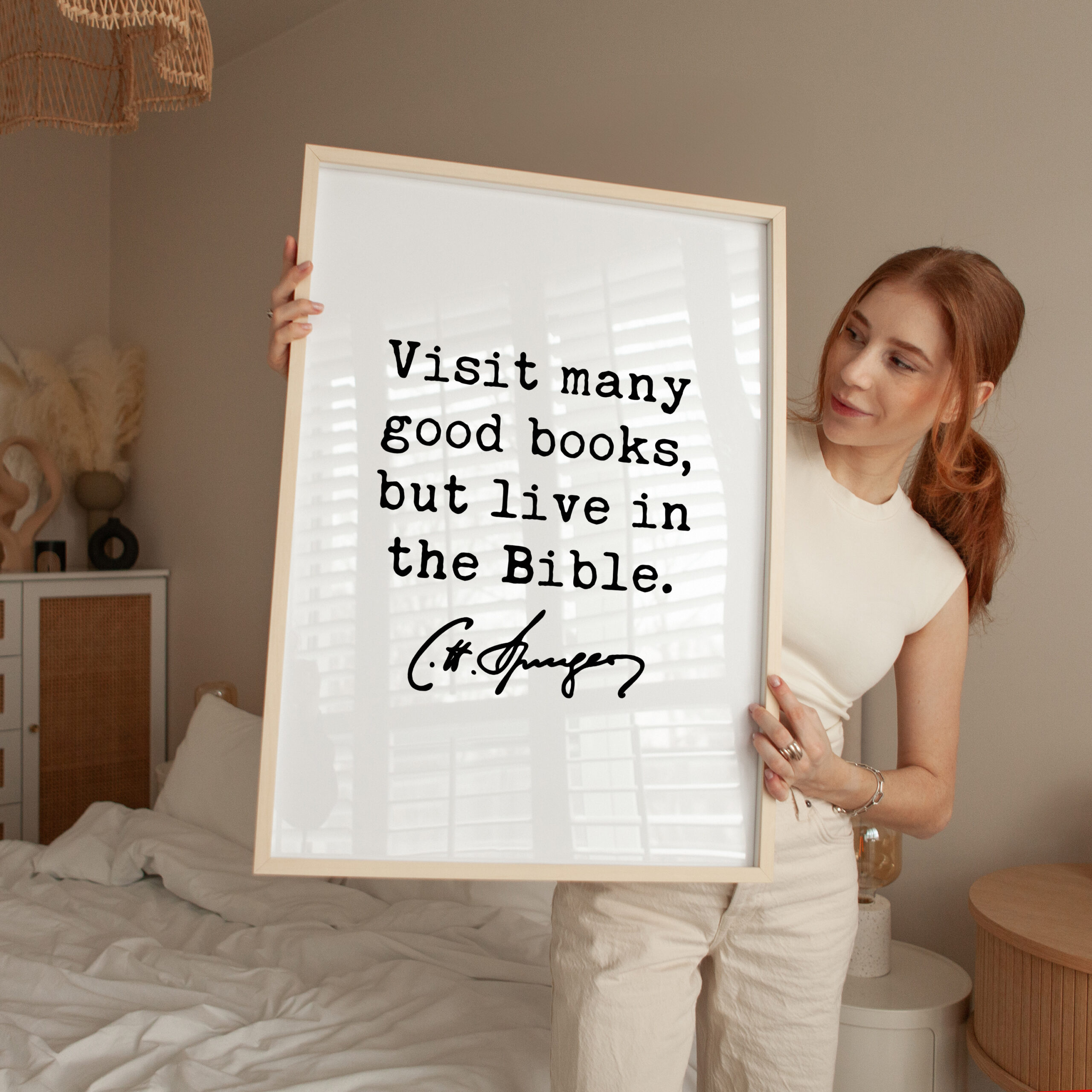 Charles Spurgeon Quote Print, Visit Many Good Books But Live in the Bible, Christian Art - Image 5