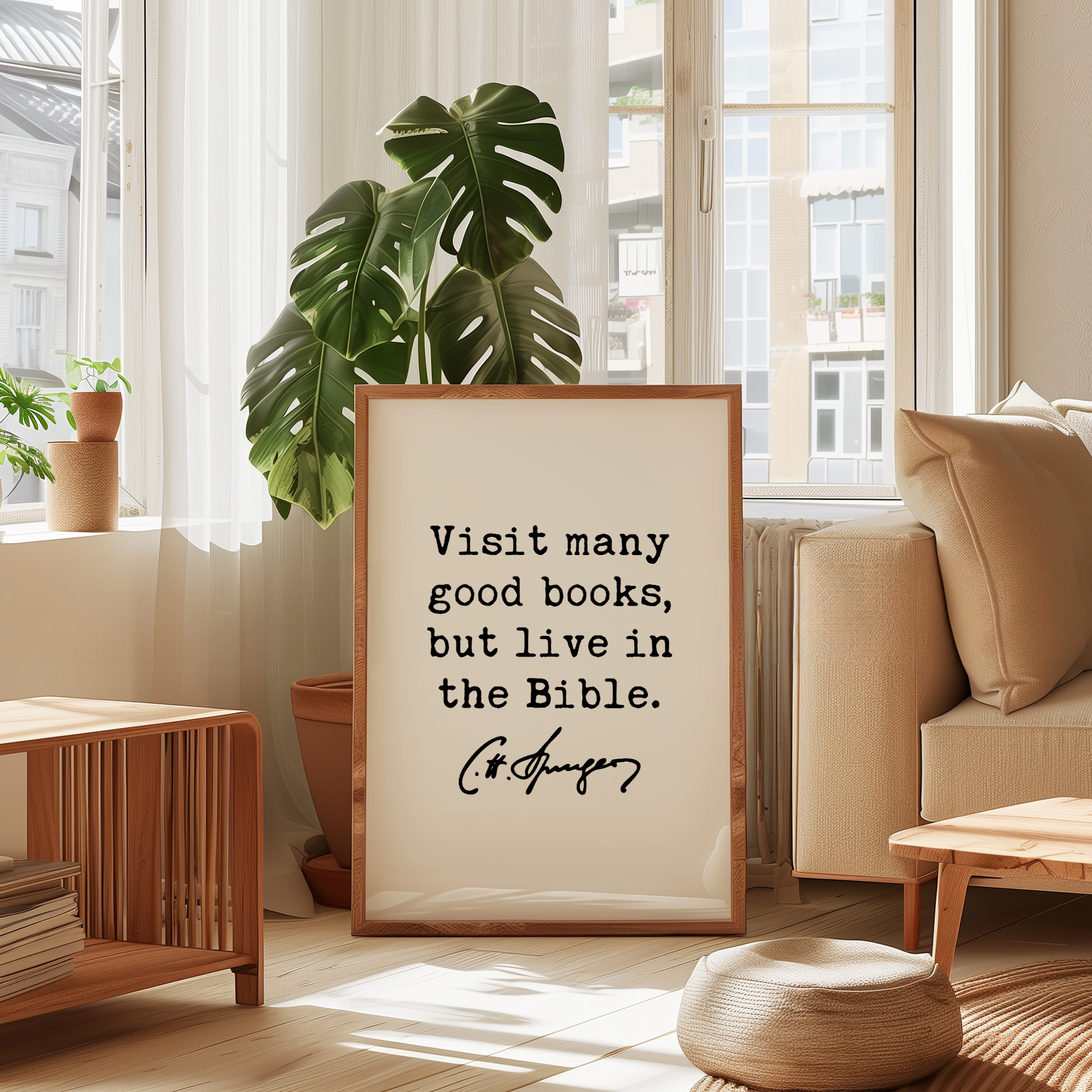 Charles Spurgeon Quote Print, Visit Many Good Books But Live in the Bible, Christian Art - Image 8