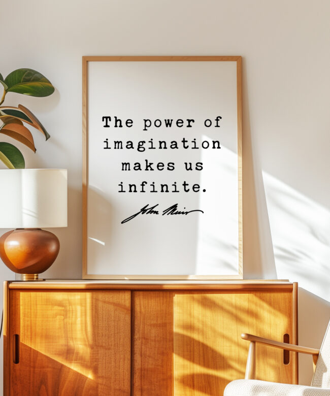 John Muir Quote • The Power of Imagination Makes Us Infinite. • Typography Art Print