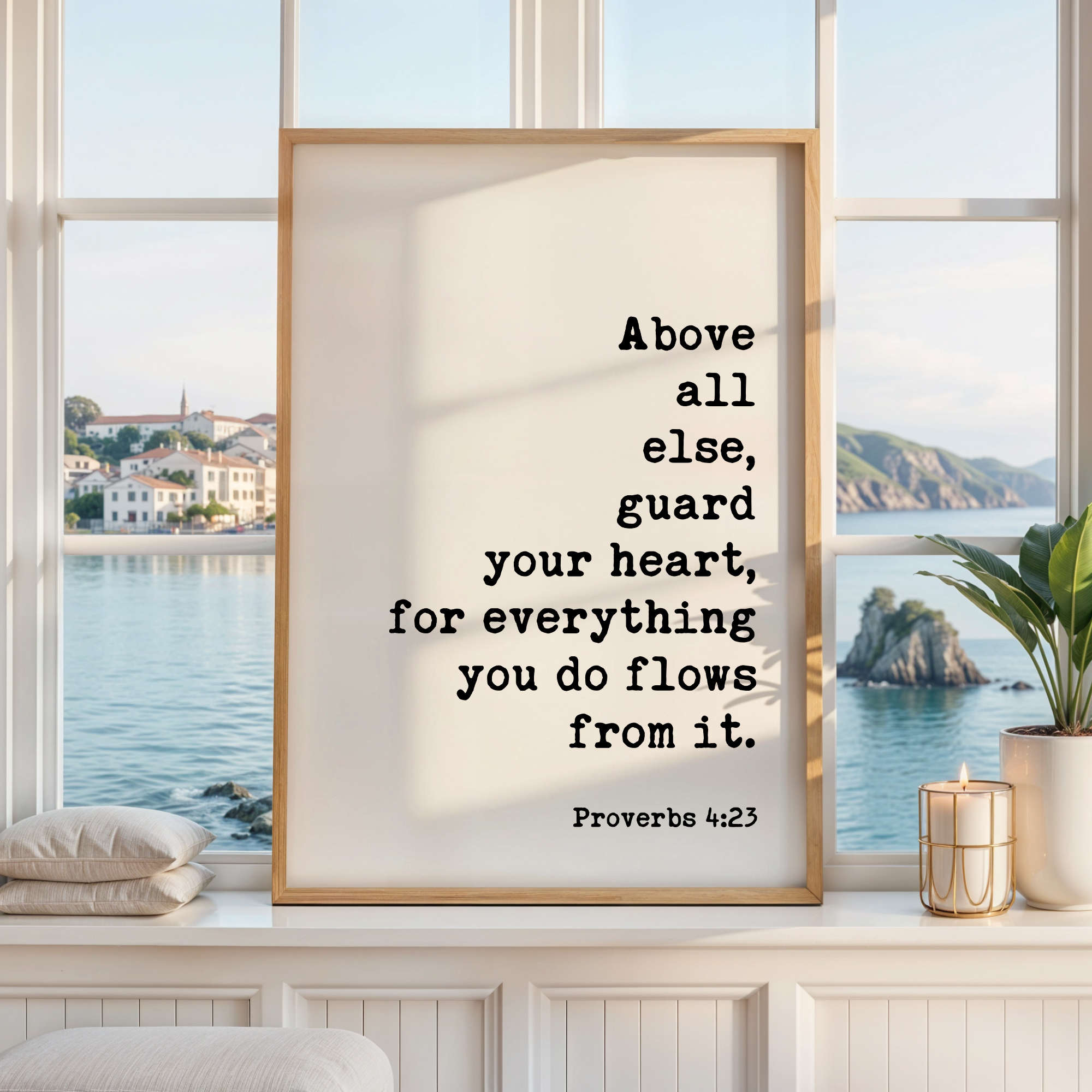Proverbs 4:23 Art Print, Guard Your Heart Bible Verse Decor, Inspirational Christian Gift