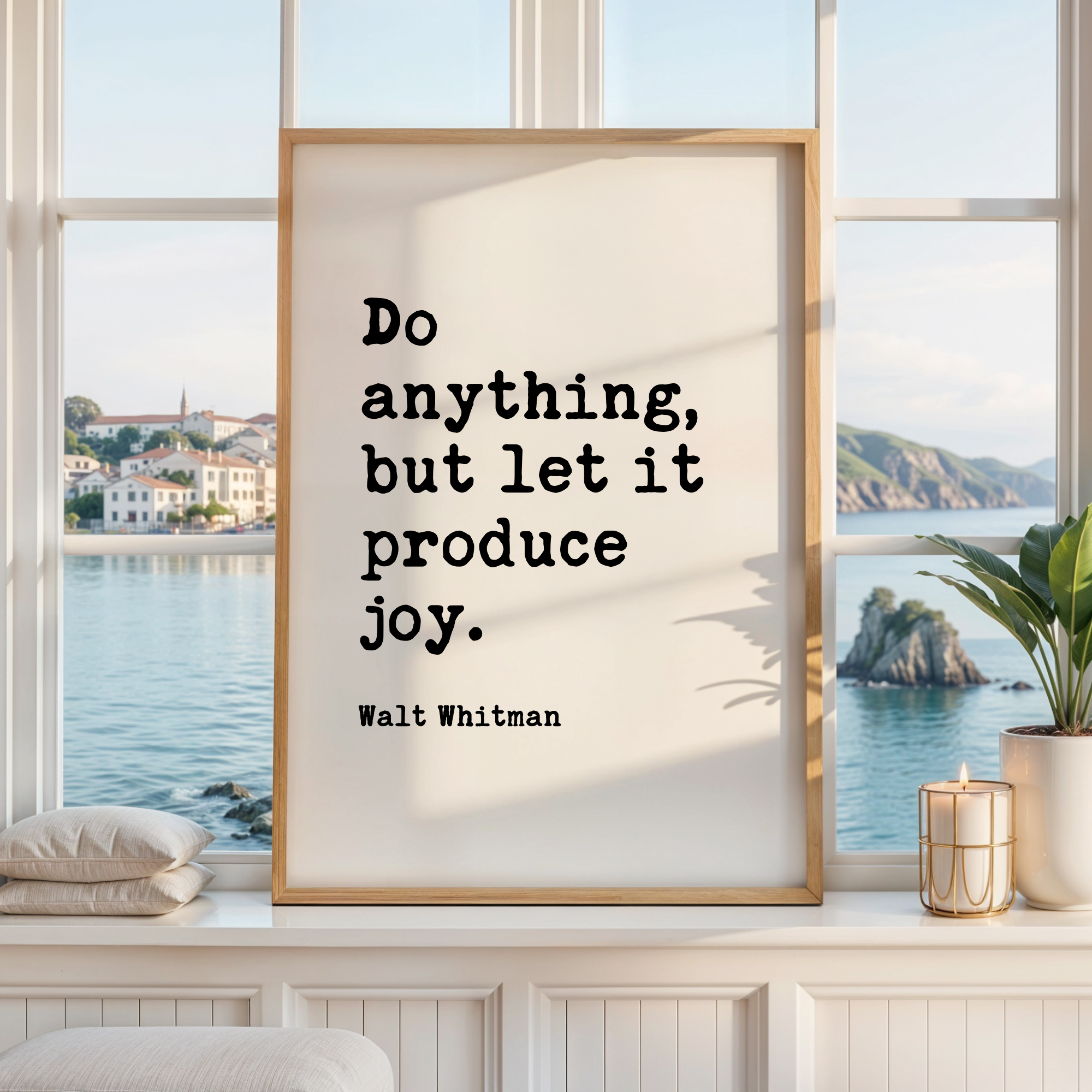 Walt Whitman Quote Print, Do Anything But Let It Produce Joy Wall Art, Inspirational Typography Decor