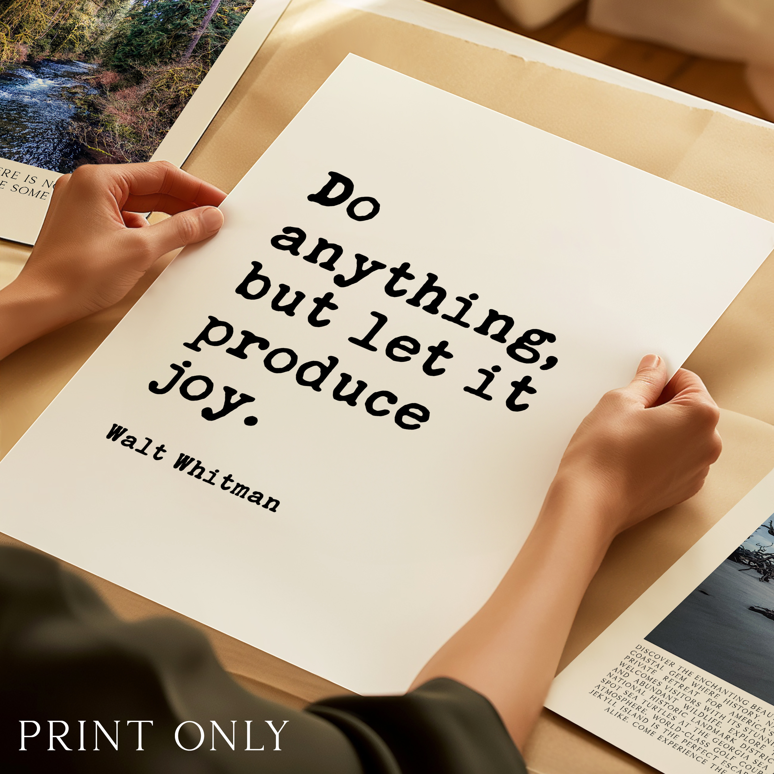 Walt Whitman Quote Print, Do Anything But Let It Produce Joy Wall Art, Inspirational Typography Decor - Image 4