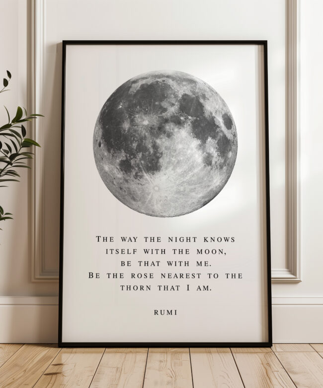 Rumi Moon Quote - Wall Art Celestial Minimalist Poetry Print - Night Sky Decor