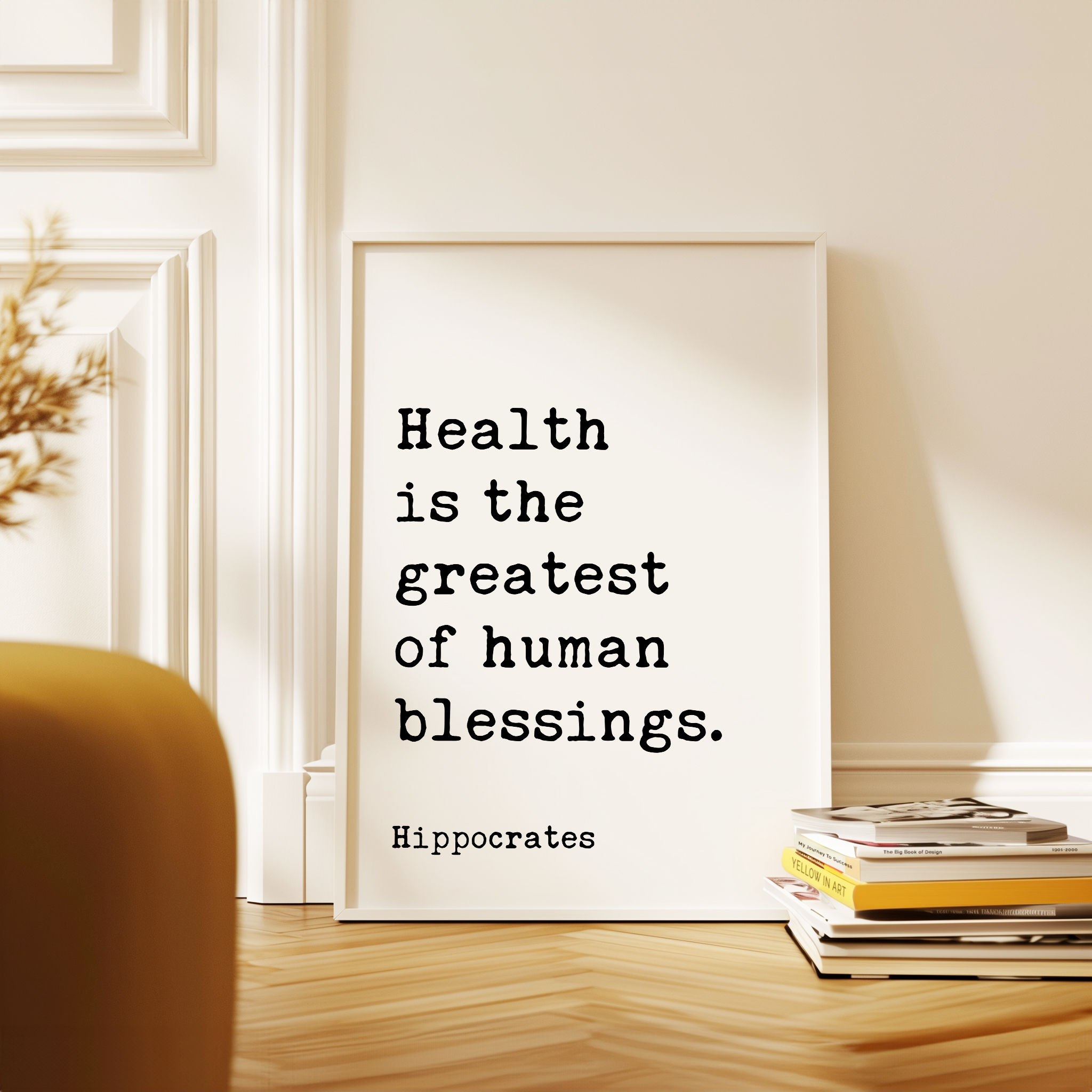 Hippocrates Quote Print, Health Is The Greatest Of Human Blessings Wall Art, Wellness Typography Decor - Image 9