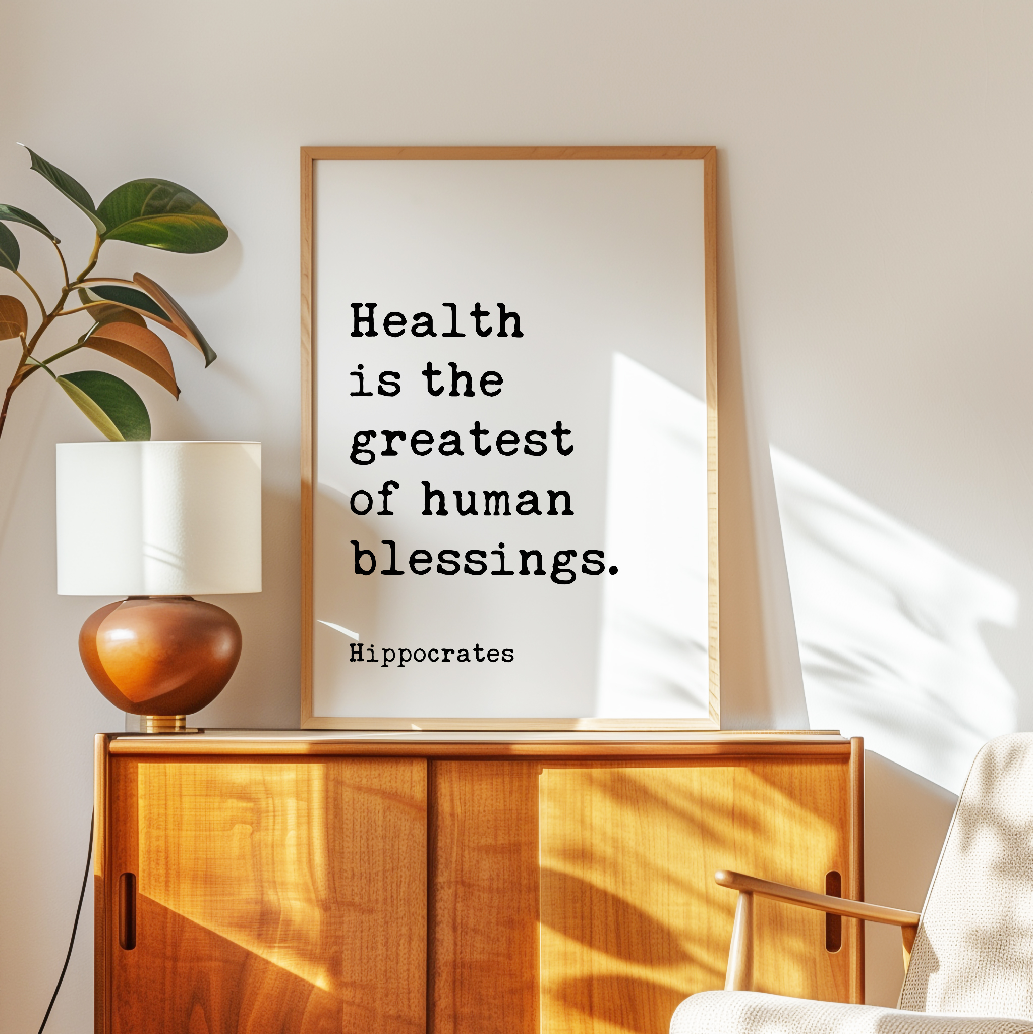 Hippocrates Quote Print, Health Is The Greatest Of Human Blessings Wall Art, Wellness Typography Decor - Image 8