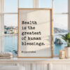 Hippocrates Quote Print, Health Is The Greatest Of Human Blessings Wall Art, Wellness Typography Decor Hippocrates Quote Print, Health Is The Greatest Of Human Blessings Wall Art, Wellness Typography Decor