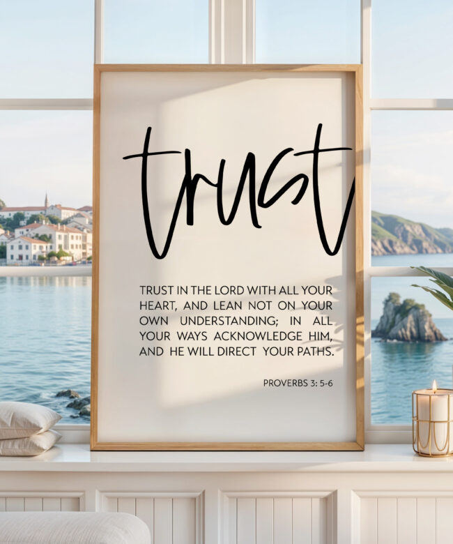 Trust in the Lord Wall Art, Proverbs 3 5-6 Scripture Print, Christian Decor, Bible Verse
