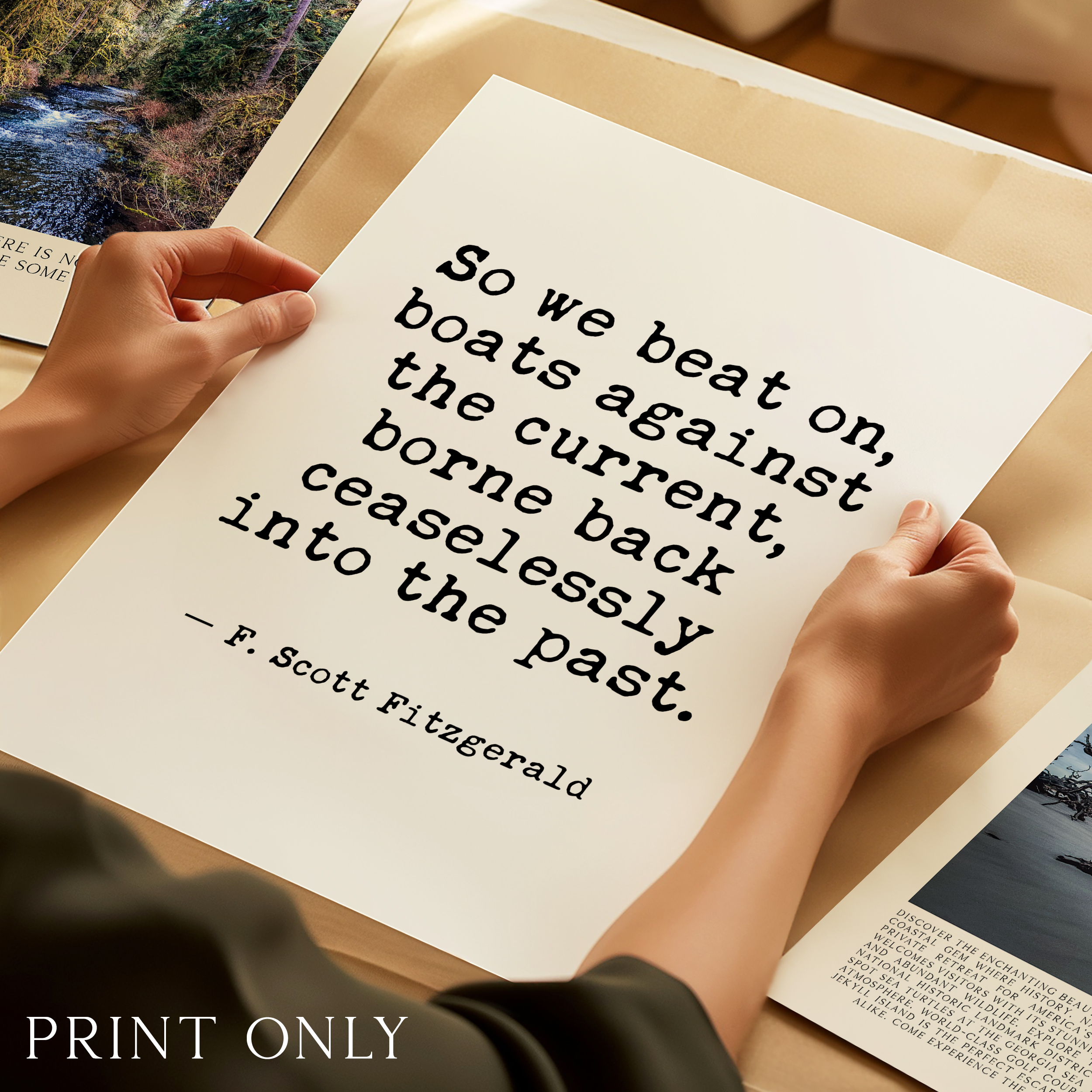 Great Gatsby Quote Wall Art, So We Beat On Print, F Scott Fitzgerald Literary, Bookish Decor, Reader Writer English Teacher Gift - Image 4