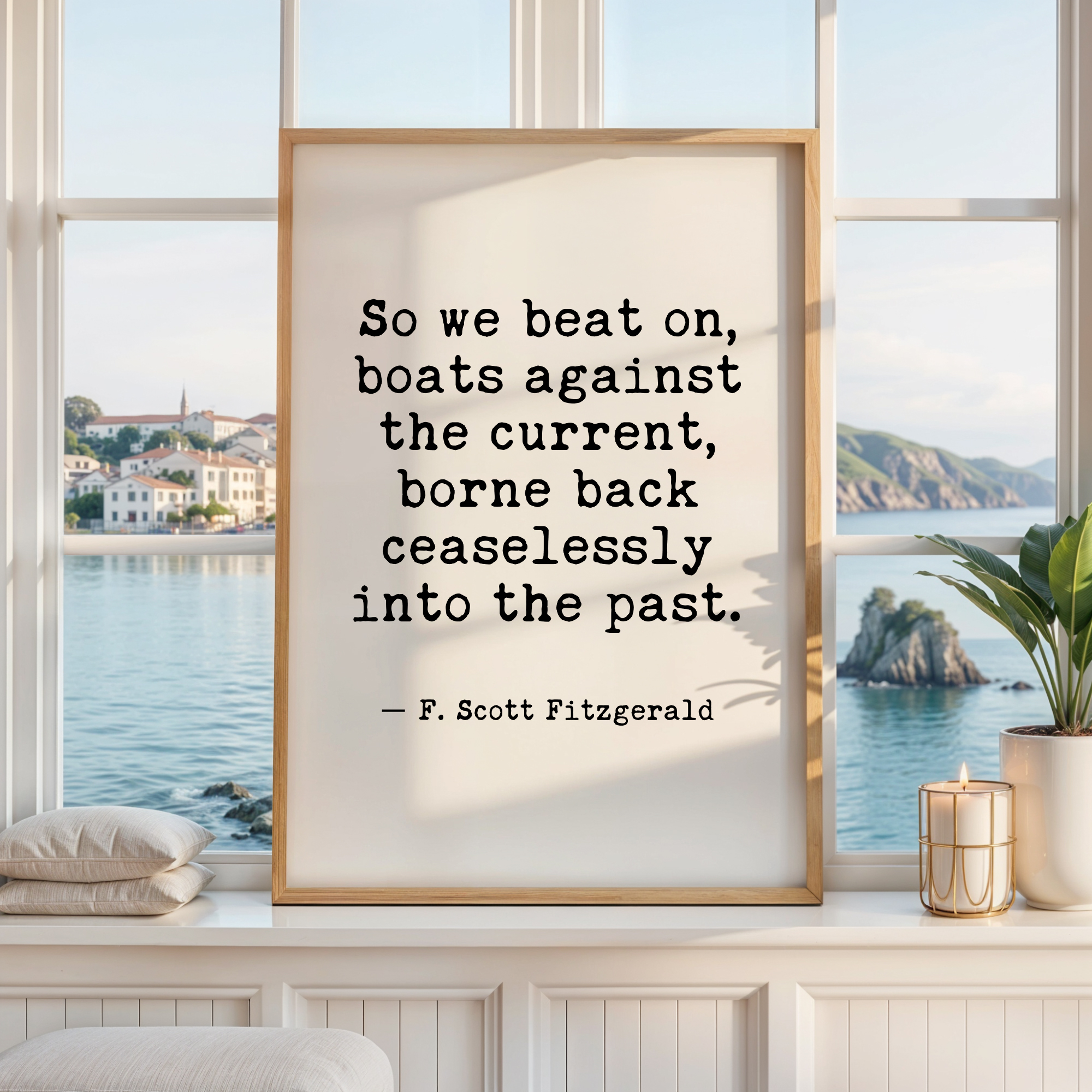 Great Gatsby Quote Wall Art, So We Beat On Print, F Scott Fitzgerald Literary, Bookish Decor, Reader Writer English Teacher Gift