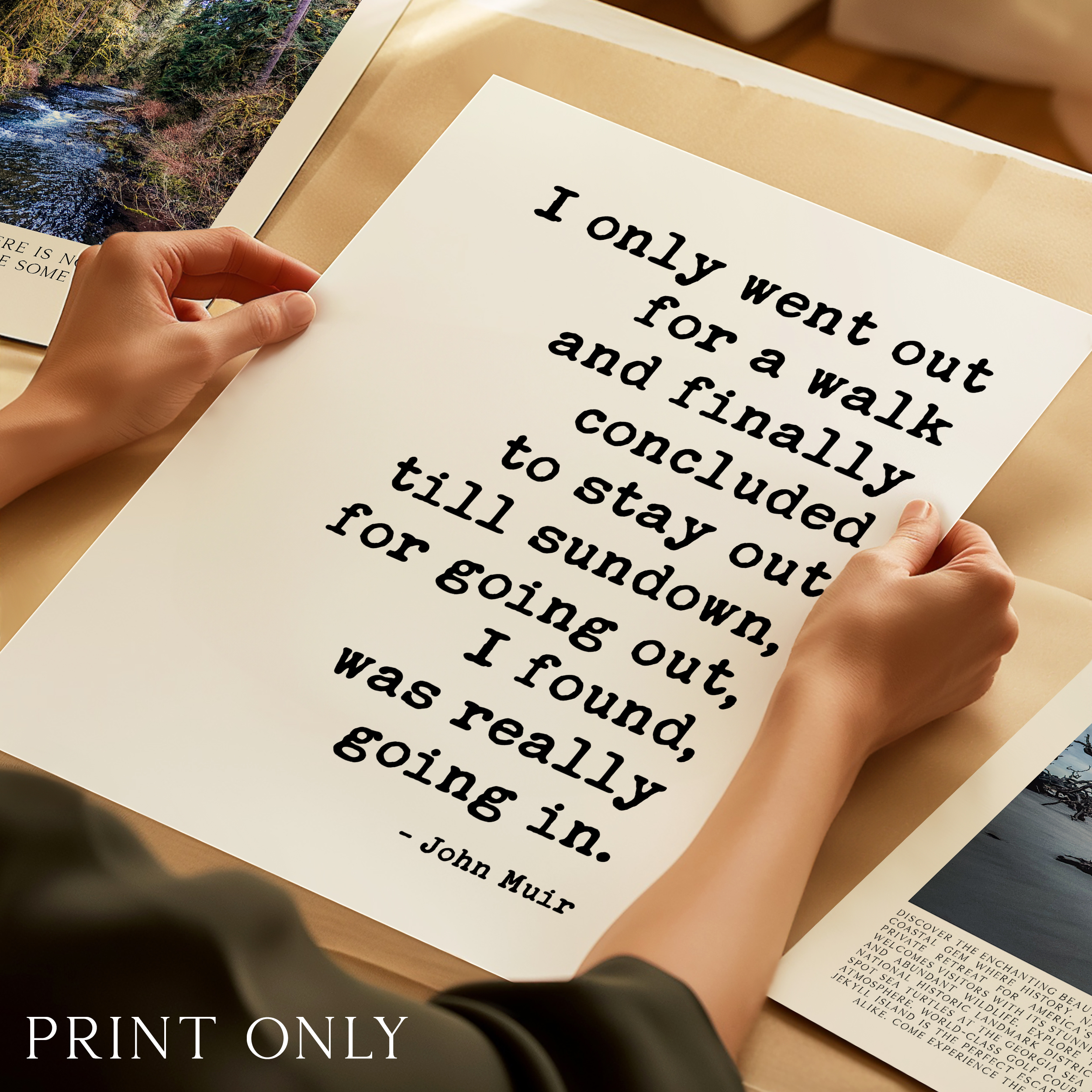 John Muir Quote Print, I Only Went Out for a Walk, Hiking Wall Art, Nature Lover Gift - Image 4