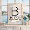 Boston Massachusetts Typography Print, Coordinates Wall Art, Modern Decor, Travel Gift Boston Massachusetts Typography Print, Coordinates Wall Art, Modern Decor, Travel Gift