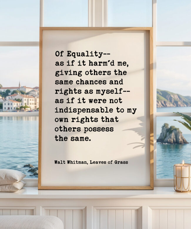 Walt Whitman Equality Quote • Leaves of Grass • Typography Wall Art