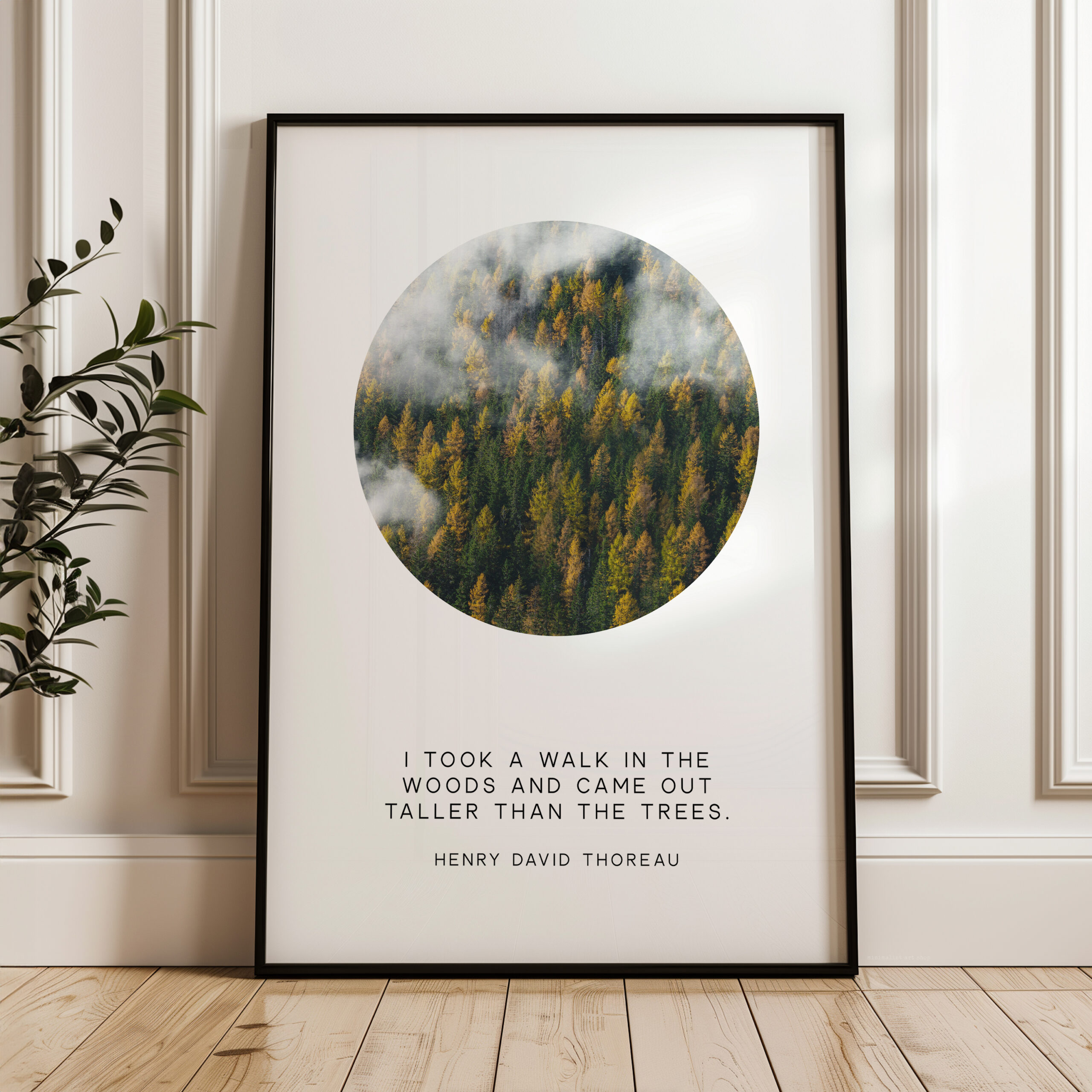 Henry David Thoreau Quote Print: "I Took a Walk in the Woods" Nature Wall Art