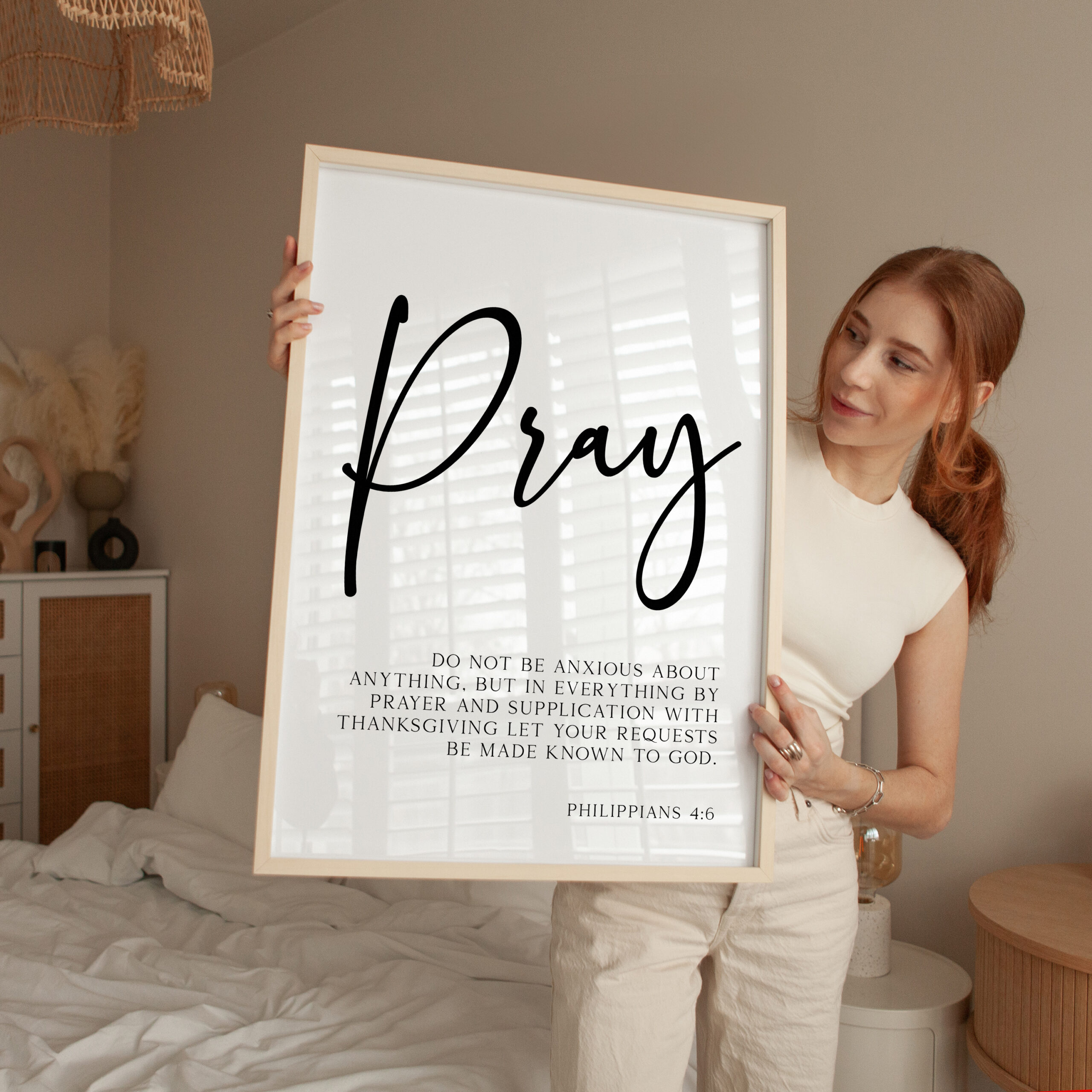 Pray Wall Art, Philippians 4:6 Scripture Print, Do Not Be Anxious, Christian Bible Verse Decor, Faith Wall, Religious Gift - Image 5