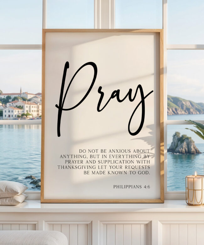 Pray Wall Art, Philippians 4:6 Scripture Print, Do Not Be Anxious, Christian Bible Verse Decor, Faith Wall, Religious Gift