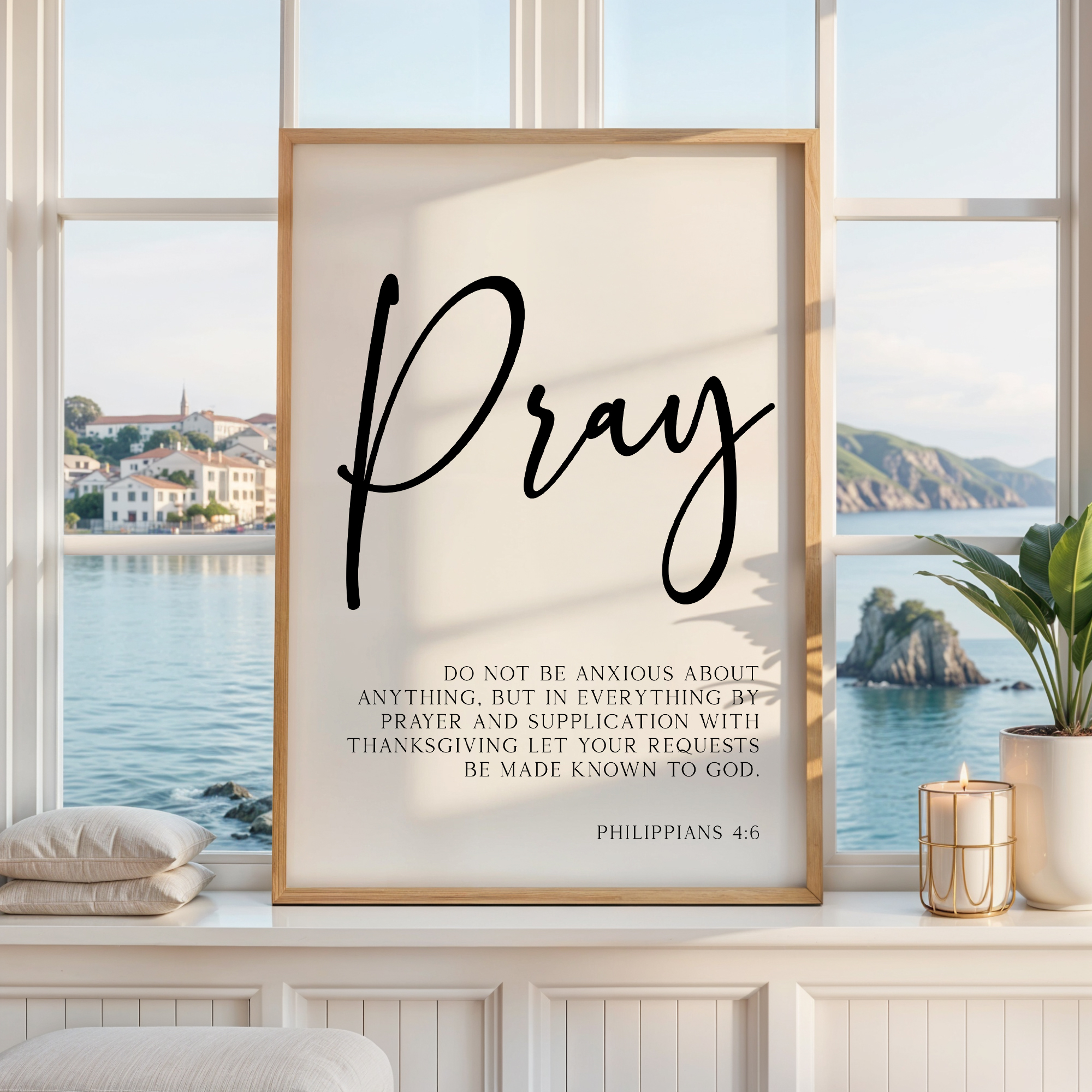 Pray Wall Art, Philippians 4:6 Scripture Print, Do Not Be Anxious, Christian Bible Verse Decor, Faith Wall, Religious Gift