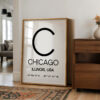 Chicago Illinois Print, Modern City Typography Decor, Minimalist Travel Art Chicago Illinois Print, Modern City Typography Decor, Minimalist Travel Art