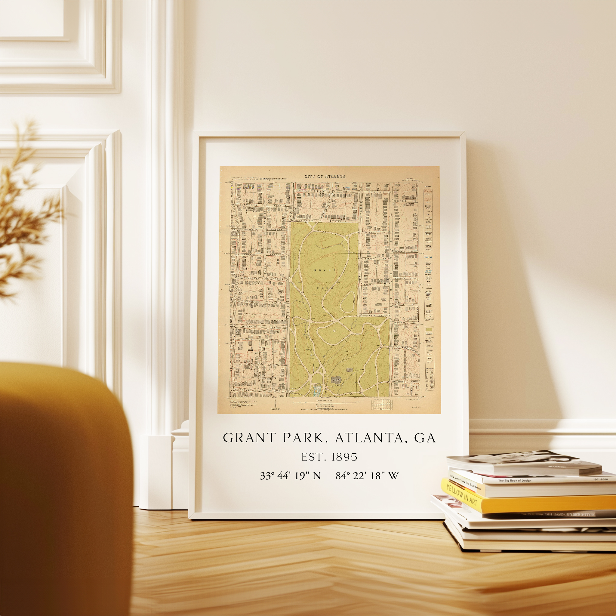 Grant Park, Atlanta, Georgia Vintage Map with GPS Coordinates Minimalist Art Print - Image 7