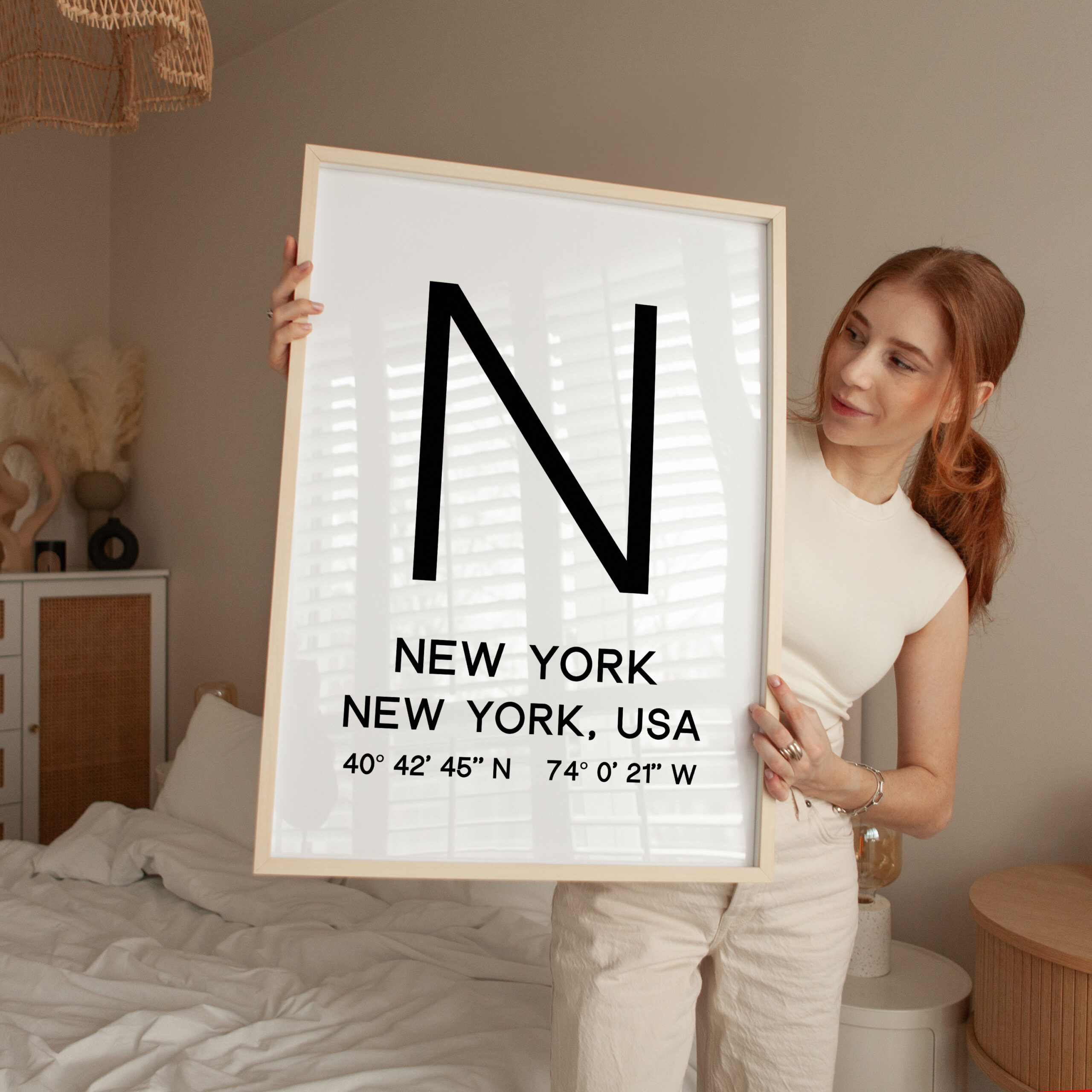 New York Typography Print, NYC Minimalist Wall Art, GPS Coordinates - Image 5