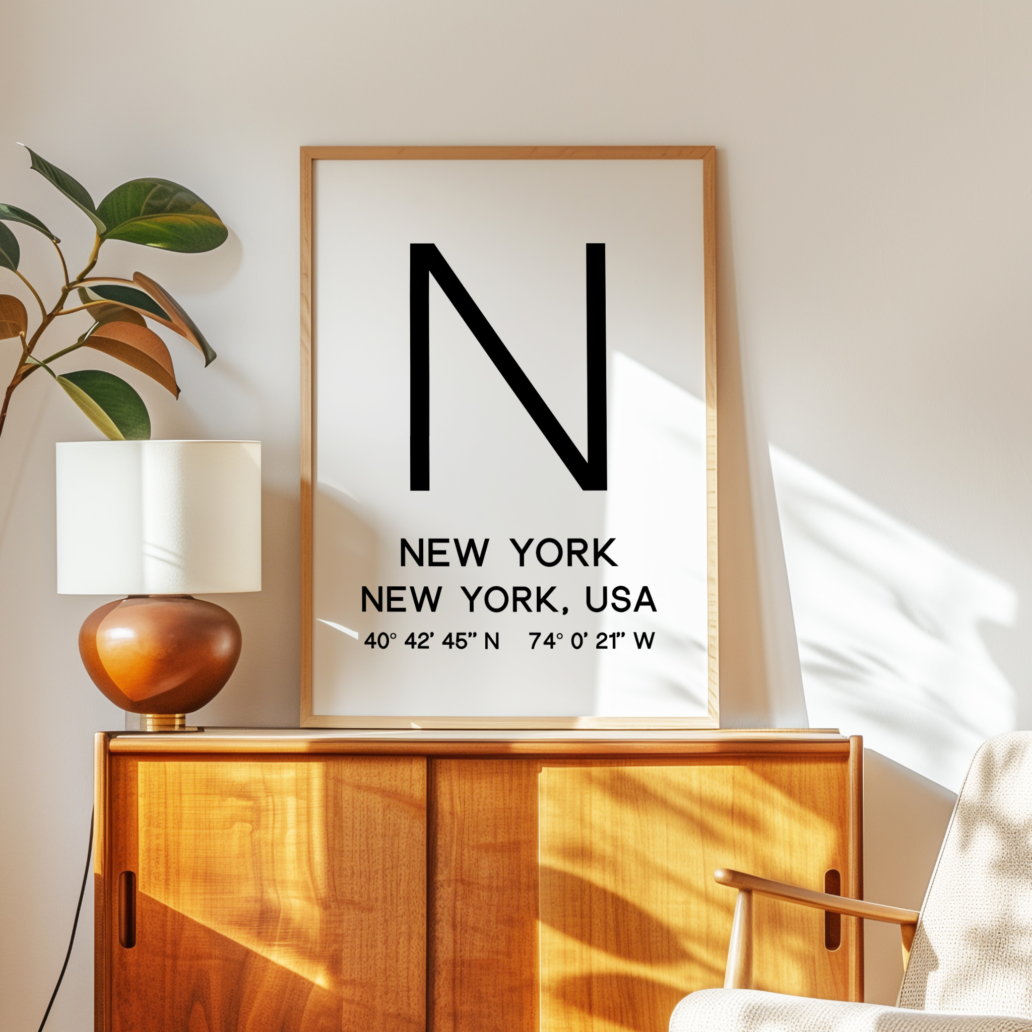 New York Typography Print, NYC Minimalist Wall Art, GPS Coordinates - Image 10
