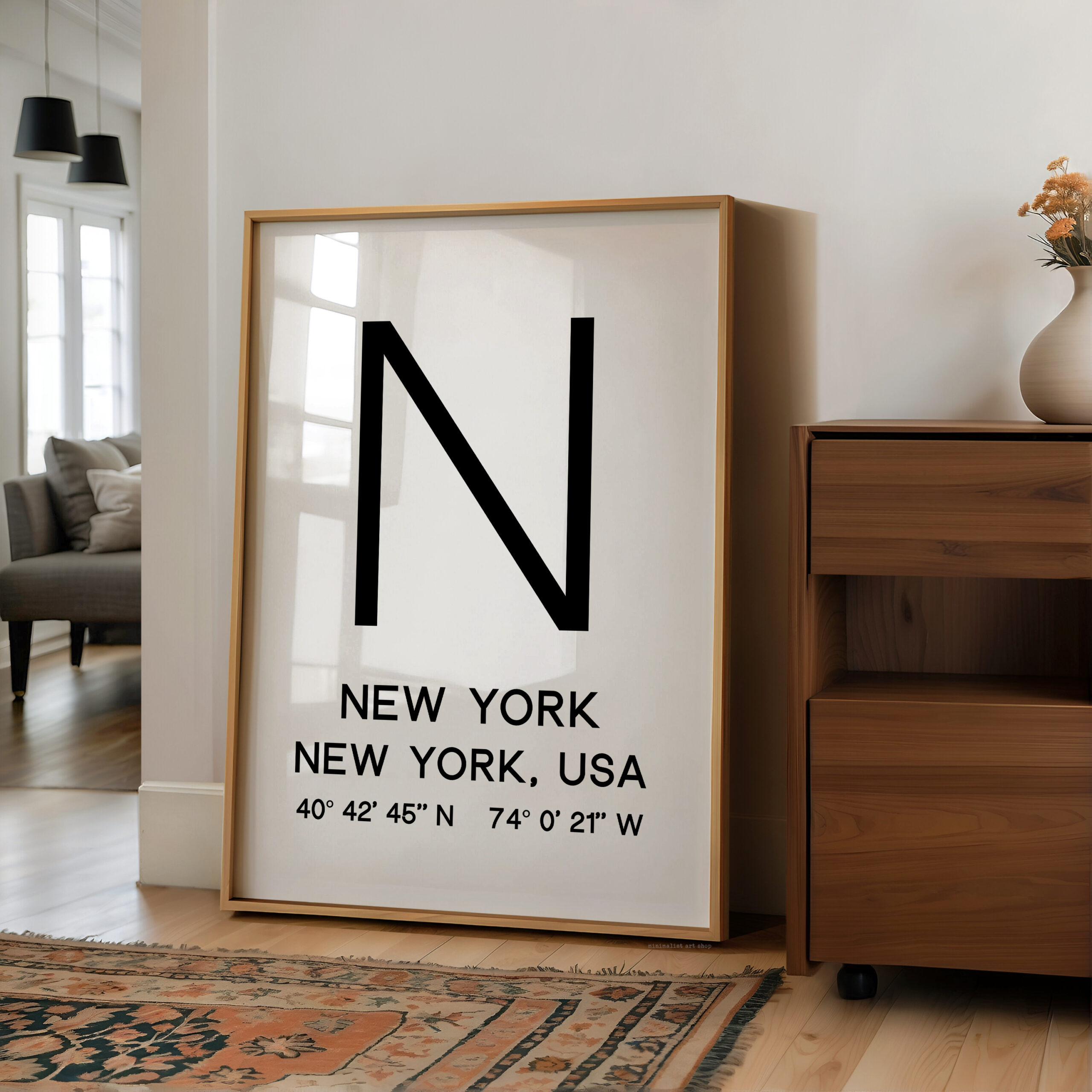 New York Typography Print, NYC Minimalist Wall Art, GPS Coordinates - Image 8