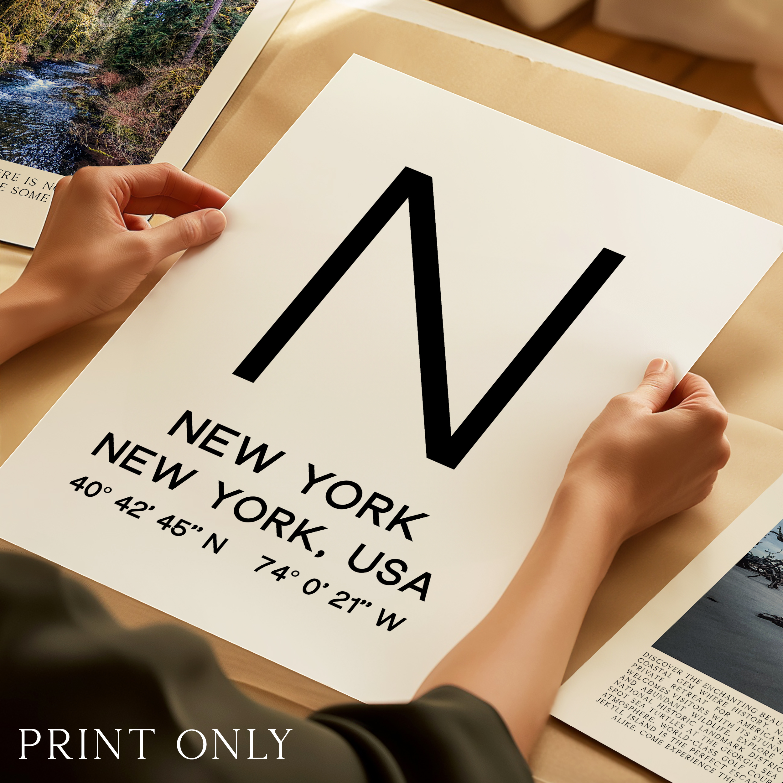 New York Typography Print, NYC Minimalist Wall Art, GPS Coordinates - Image 4
