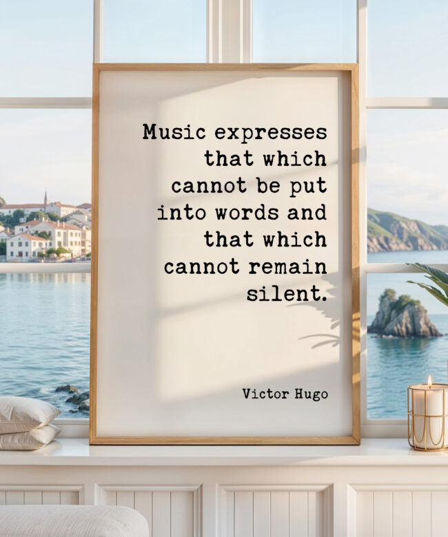 Victor Hugo Music Quote Print, Music Expresses That, Wall Art, Musician Gift, Typewriter Literary Decor