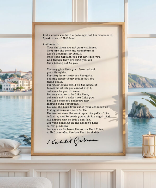 Kahlil Gibran Poem On Children Art Print, Literature Decor, The Prophet