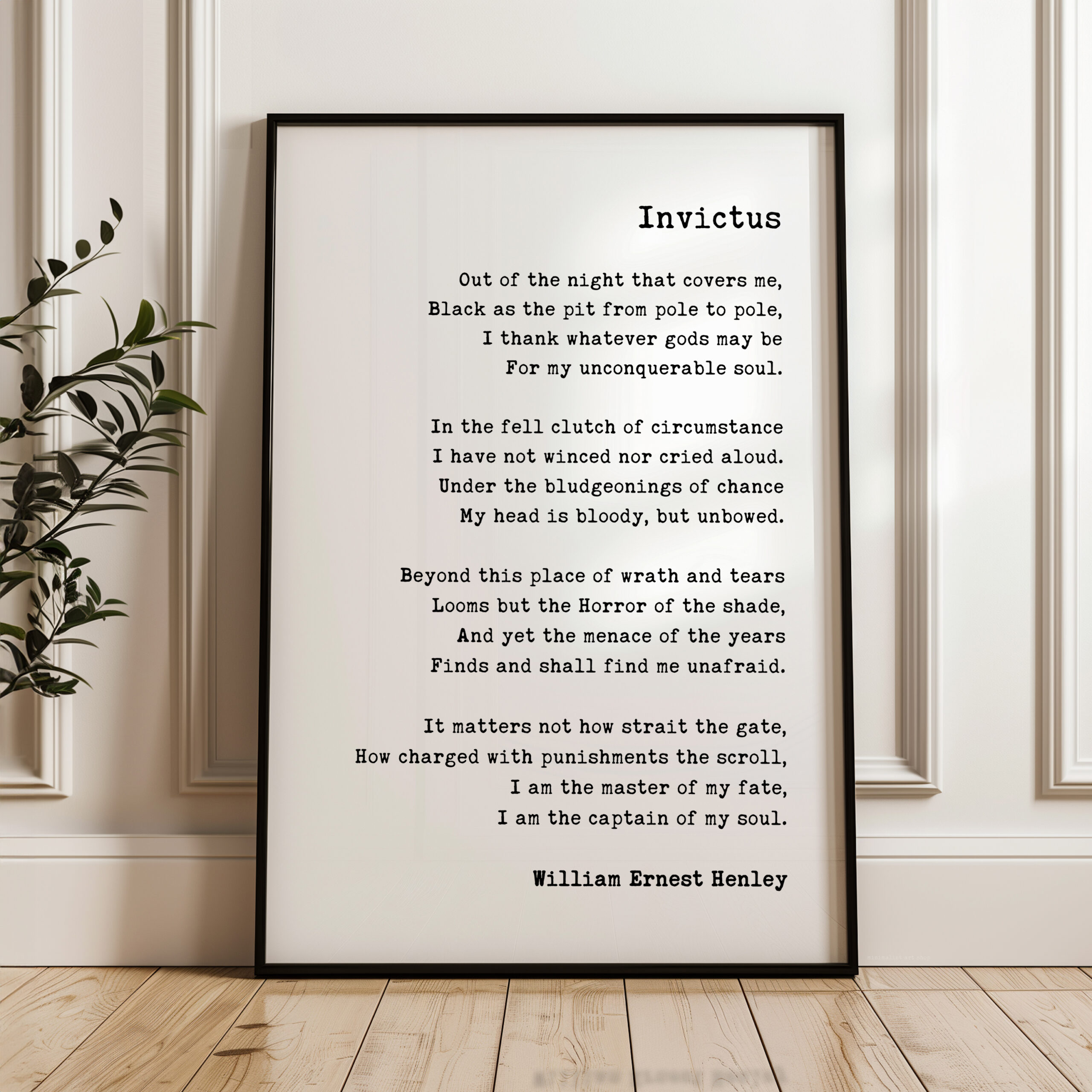 Invictus by William Henley Poem Art Print - I am the master of my fate: Literary Prints - Image 5