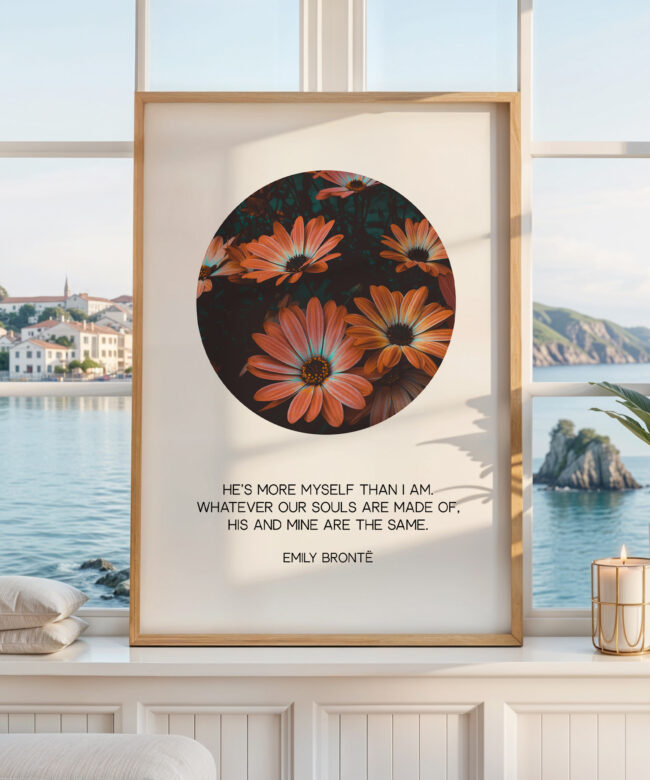 Emily Bronte Quote, Romantic Typography Wall Art Print, Wuthering Heights, Love Decor
