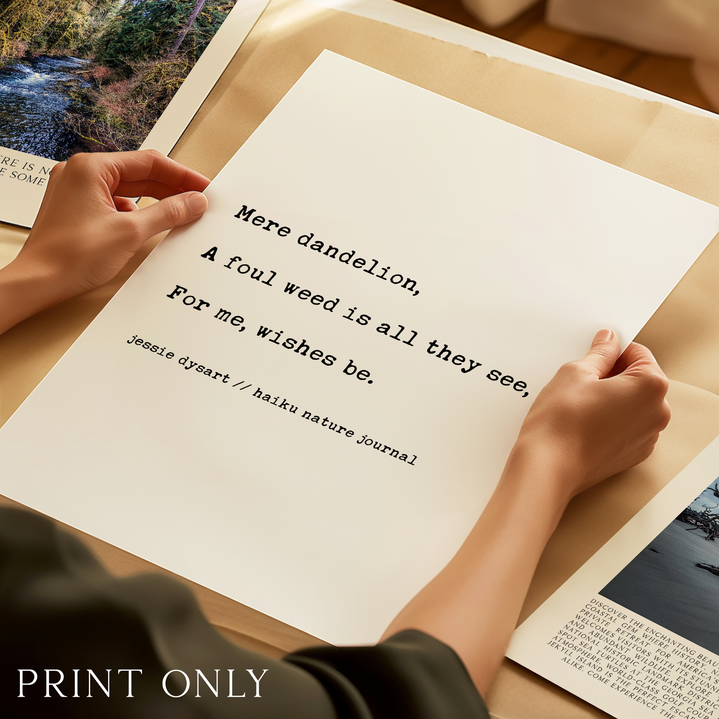 Dandelion Haiku Poem Print, Nature Typography, by Jessie Dysart , Encouragement Wall Art - Image 4