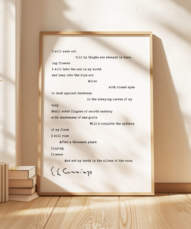 Crepuscule (I Will Wade Out) by E. E. Cummings Typography Art Print (1923)