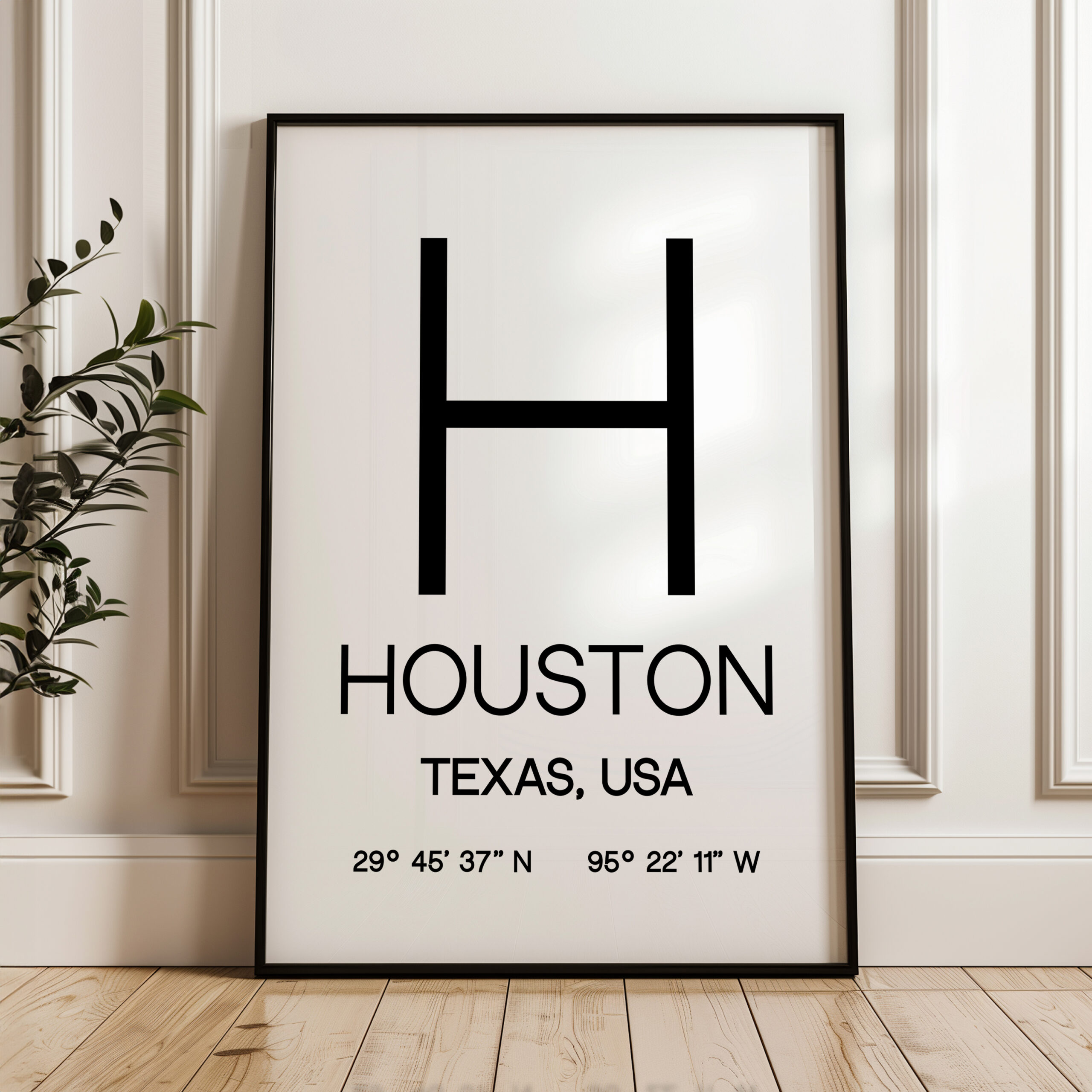 Houston Texas with GPS Coordinates Typography Art Print - Image 4