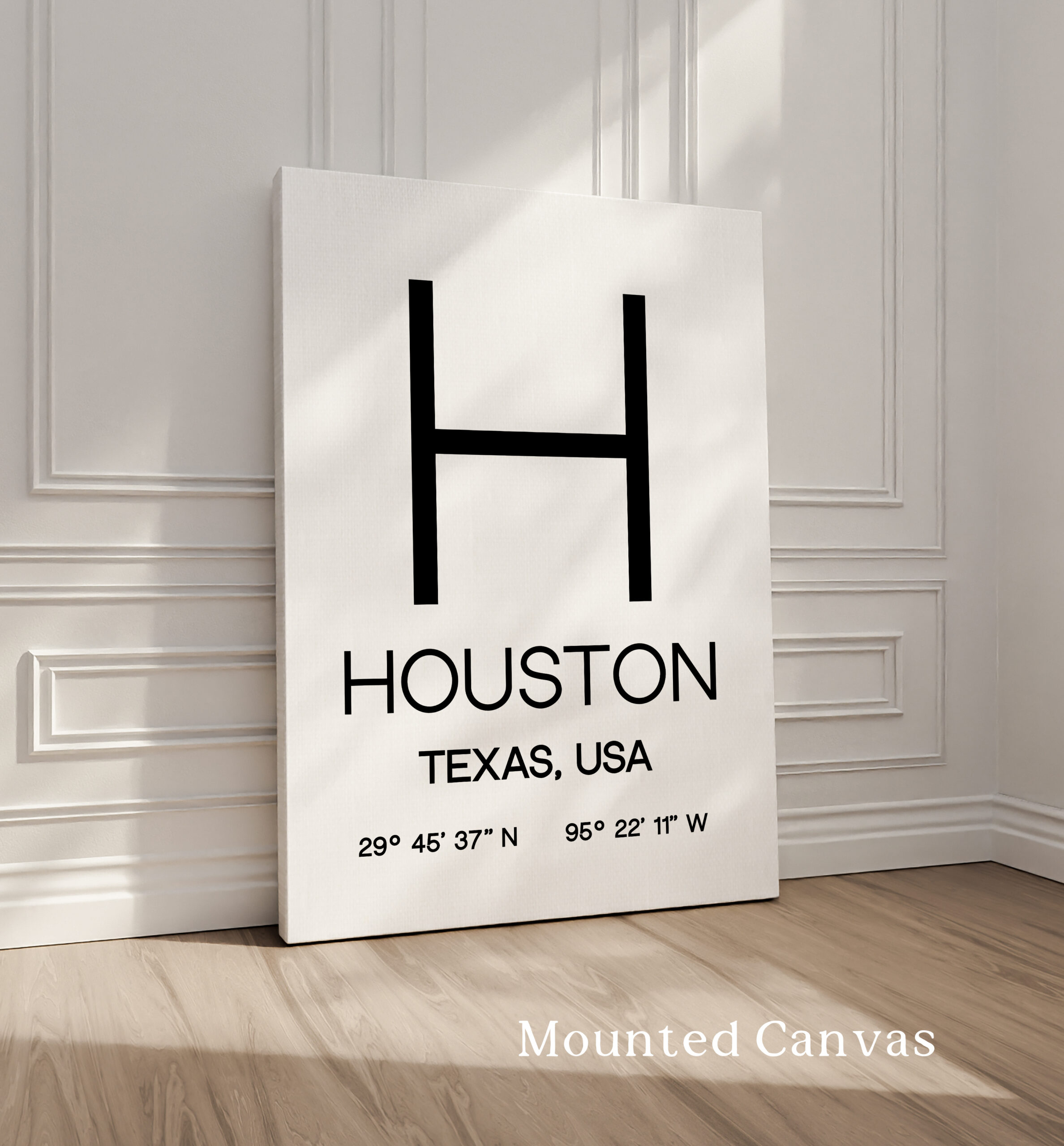 Houston Texas with GPS Coordinates Typography Art Print - Image 2
