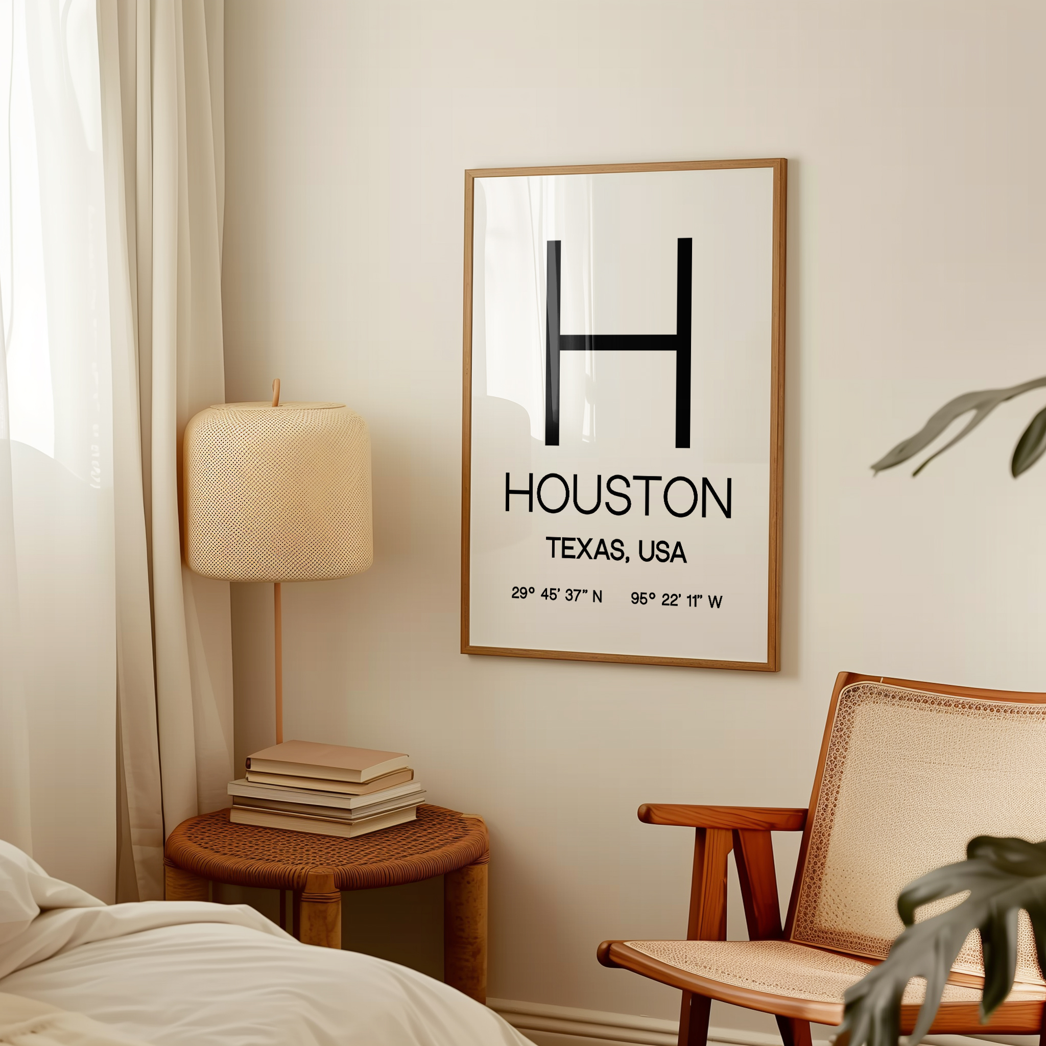 Houston Texas with GPS Coordinates Typography Art Print - Image 3