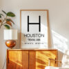 Houston Texas with GPS Coordinates Typography Art Print