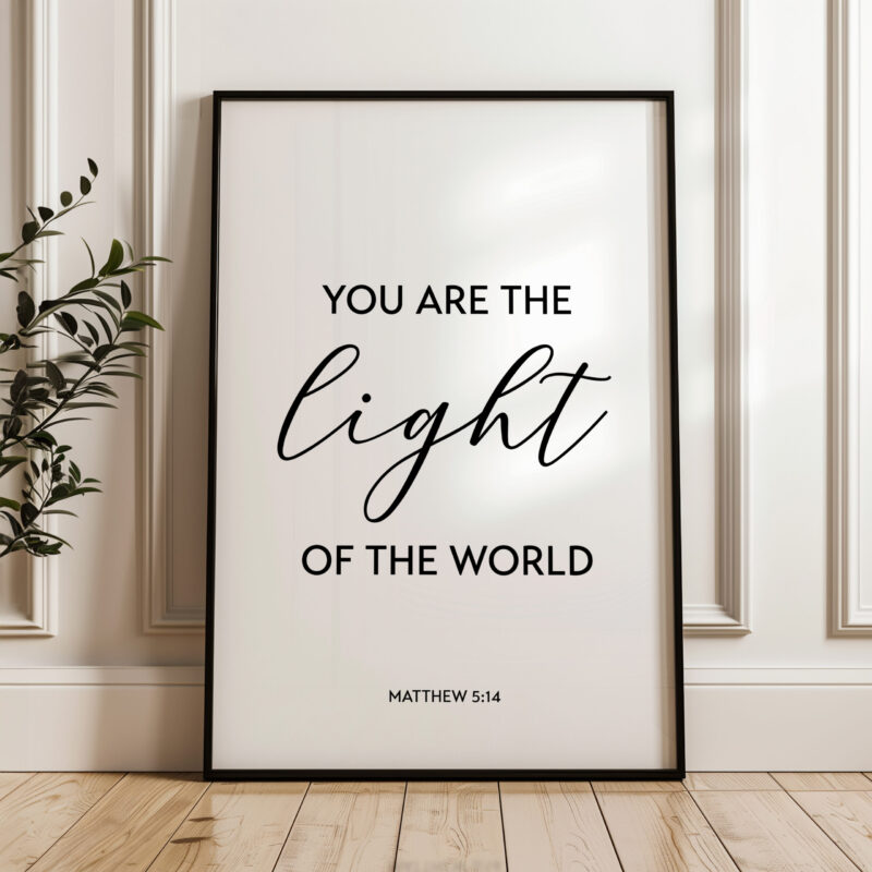 You Are The Light of the World • Matthew 5:14 • Typography Art Print • Christian Wall Decor • Minimalist Decor - Image 4
