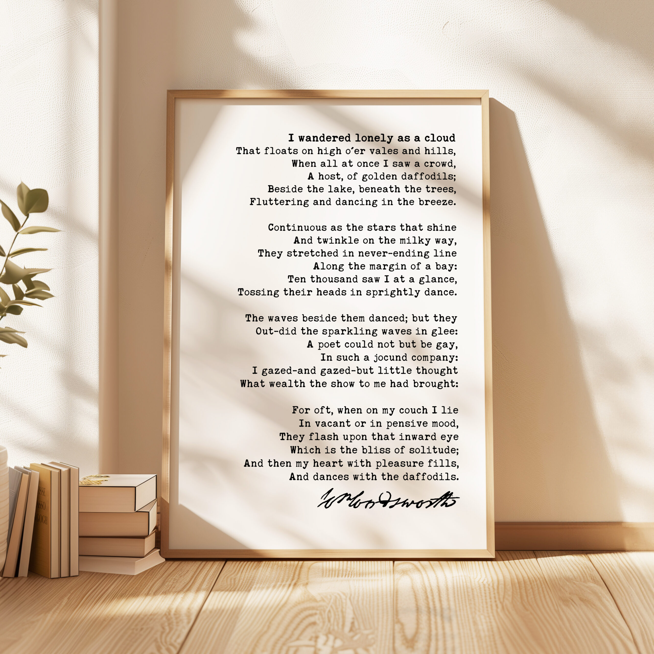 I Wandered Lonely as a Cloud Poem • William Wordsworth Daffodils Poetry • Typography Art Print
