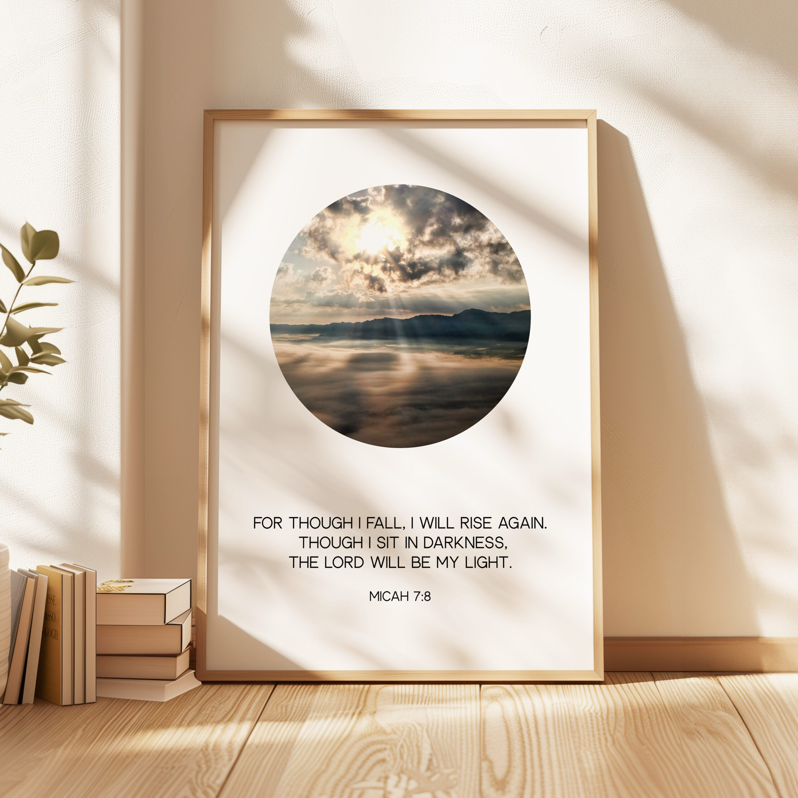 For though I fall, I will rise again. Though I sit in darkness, the Lord will be my light. • Micah 7:8 • Typography Art Print • Christian - Image 4